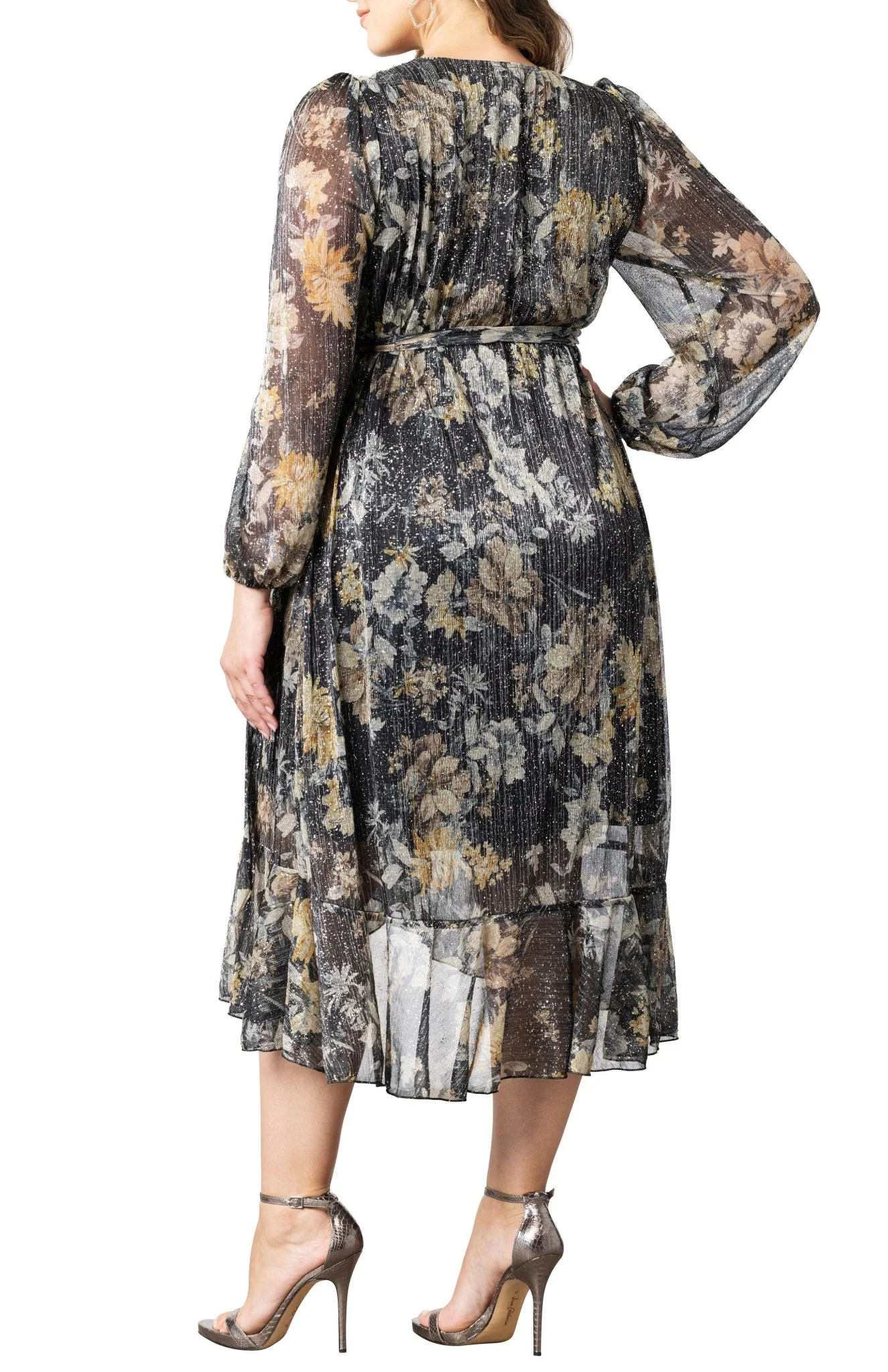 Clara Sparkling Long Sleeve Wrap Dress - Plus - Image 3