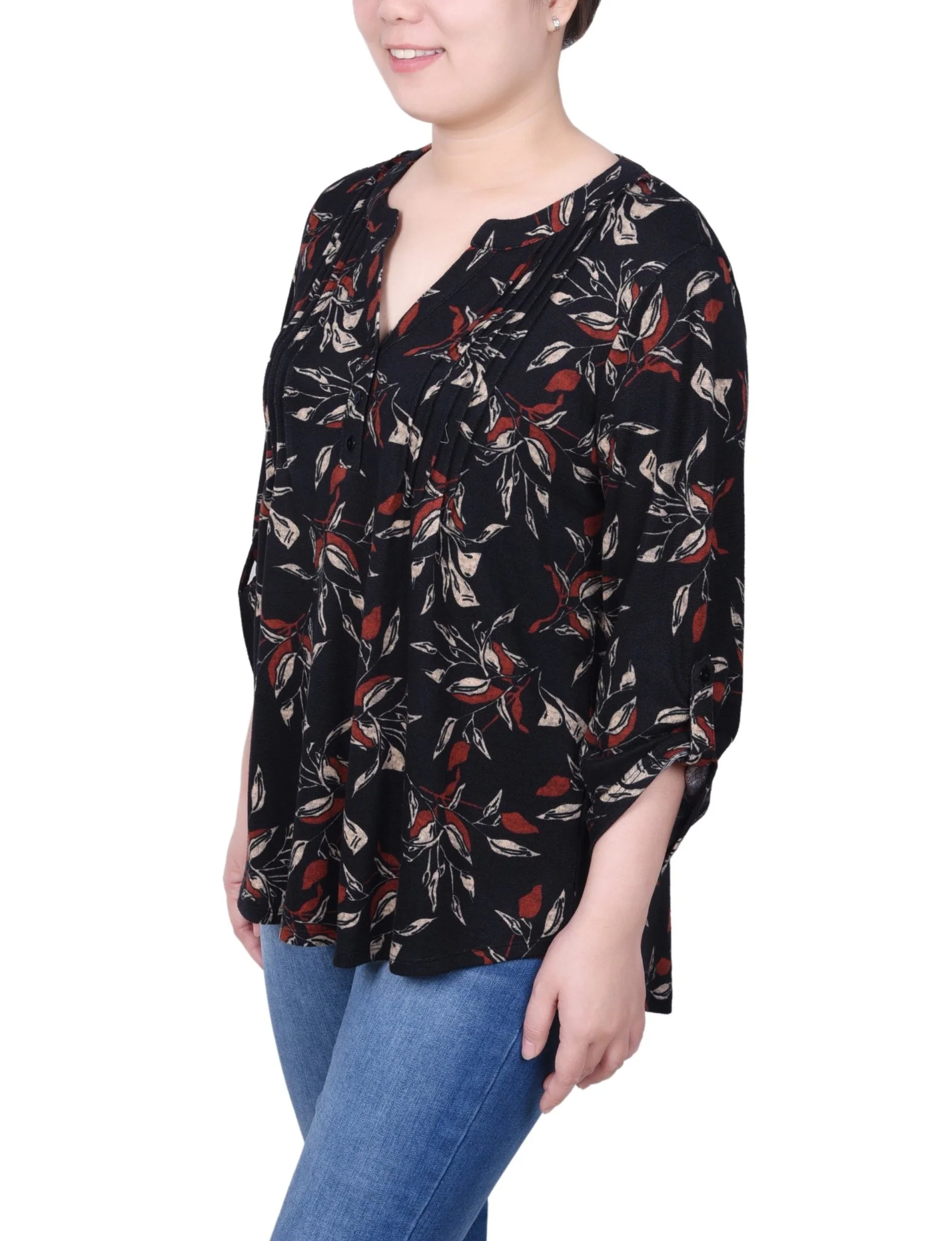 3/4 Length Roll Sleeve Top - Petite - Image 14