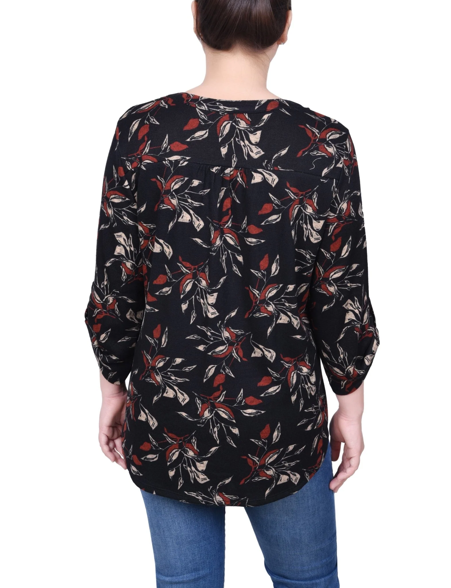 3/4 Length Roll Sleeve Top - Petite - Image 16