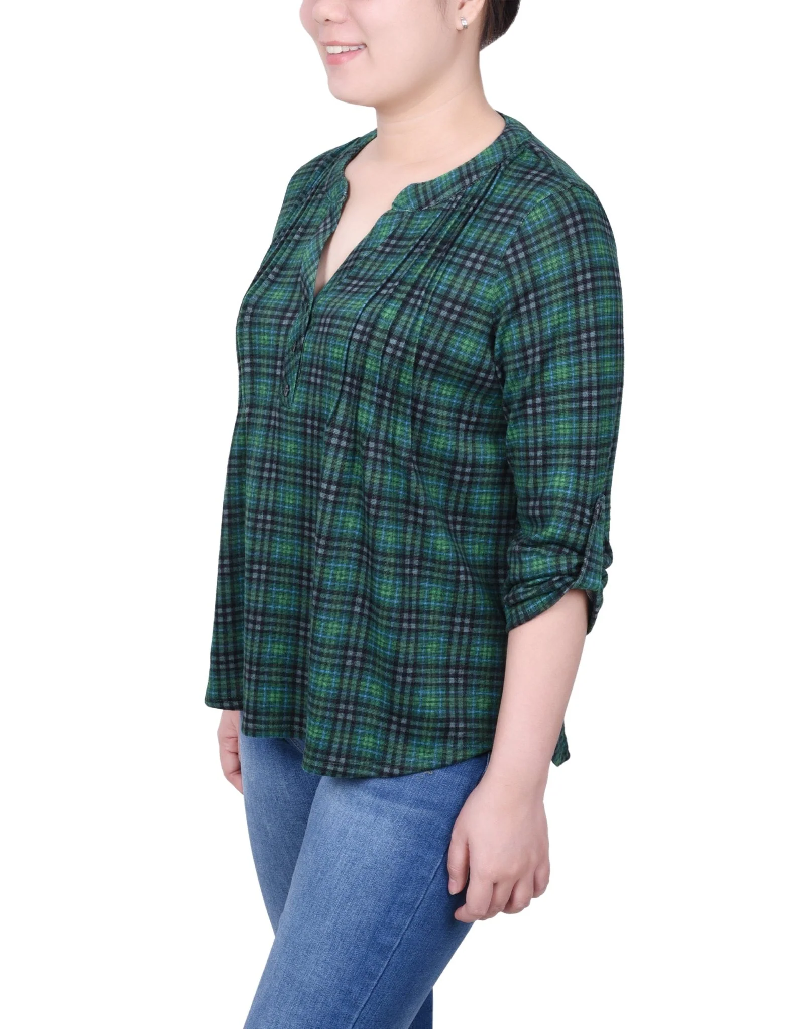 3/4 Length Roll Sleeve Top - Petite - Image 18