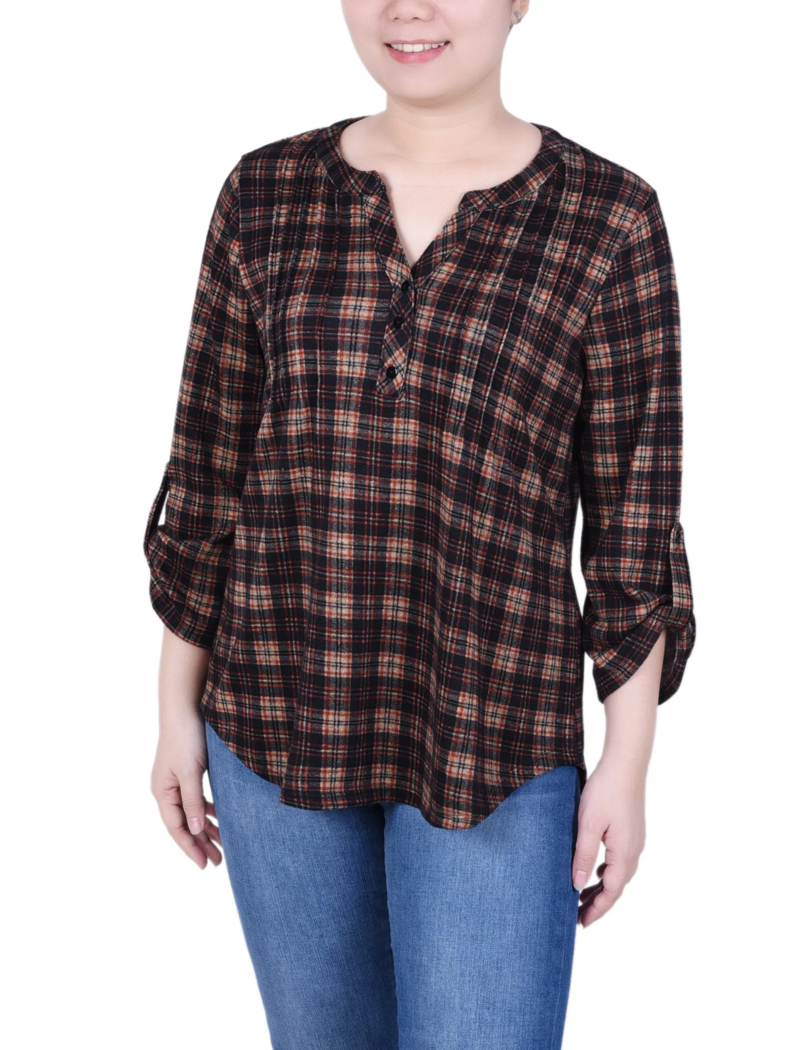 3/4 Length Roll Sleeve Top - Petite - Image 21