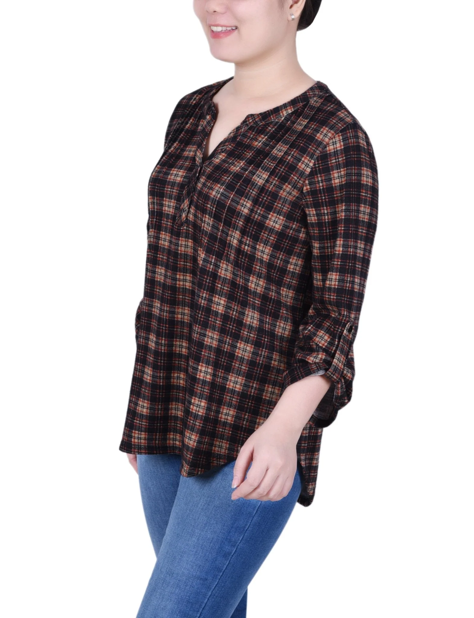 3/4 Length Roll Sleeve Top - Petite - Image 22