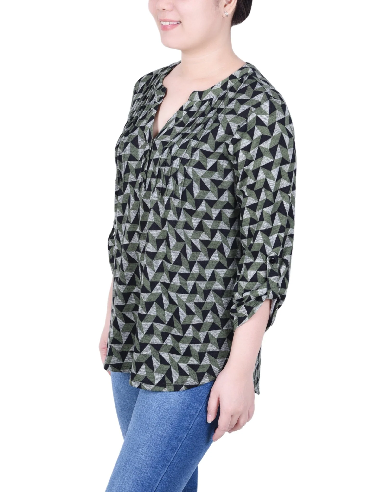 3/4 Length Roll Sleeve Top - Petite - Image 26