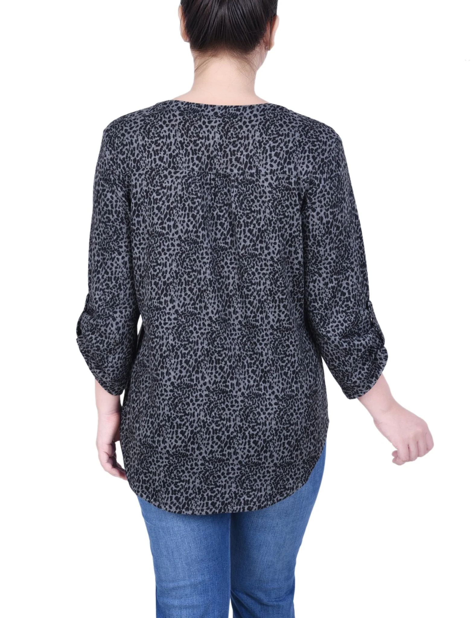 3/4 Length Roll Sleeve Top - Petite - Image 3