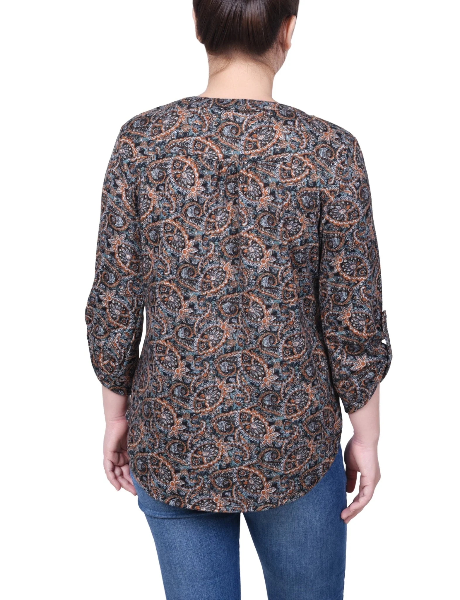 3/4 Length Roll Sleeve Top - Petite - Image 8