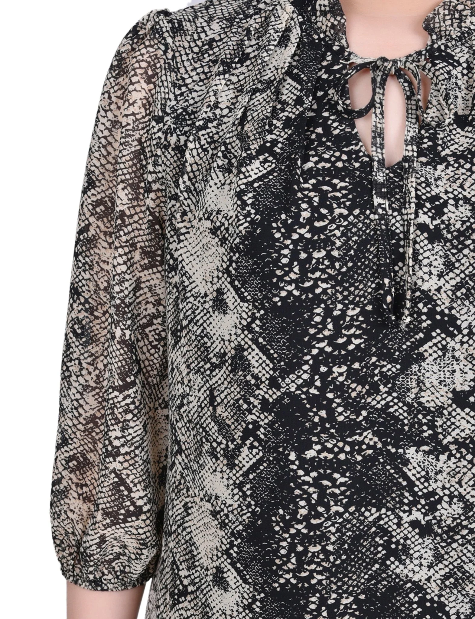 3/4 Length Sleeve Chiffon Blouse - Petite - Image 3