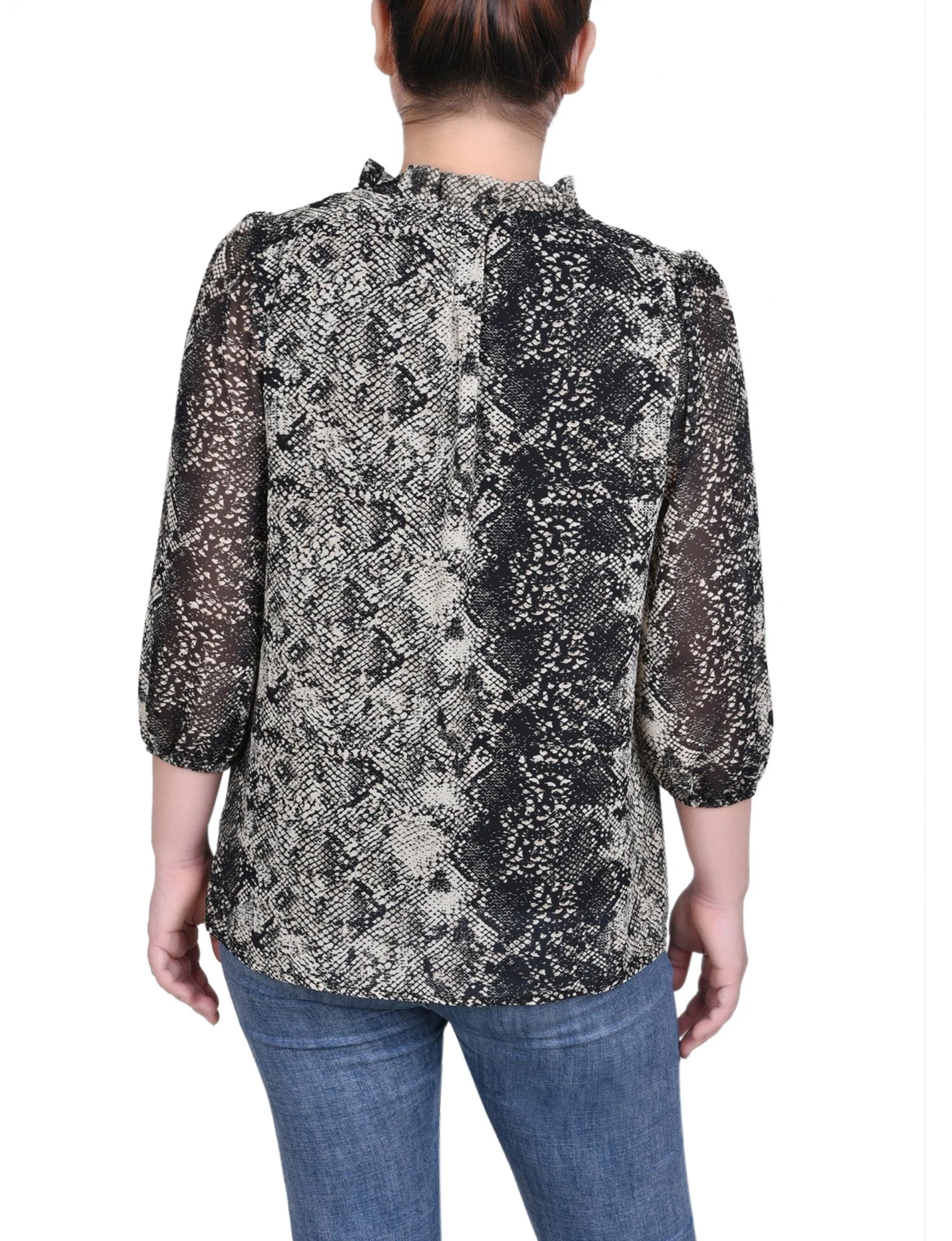 3/4 Length Sleeve Chiffon Blouse - Petite - Image 4