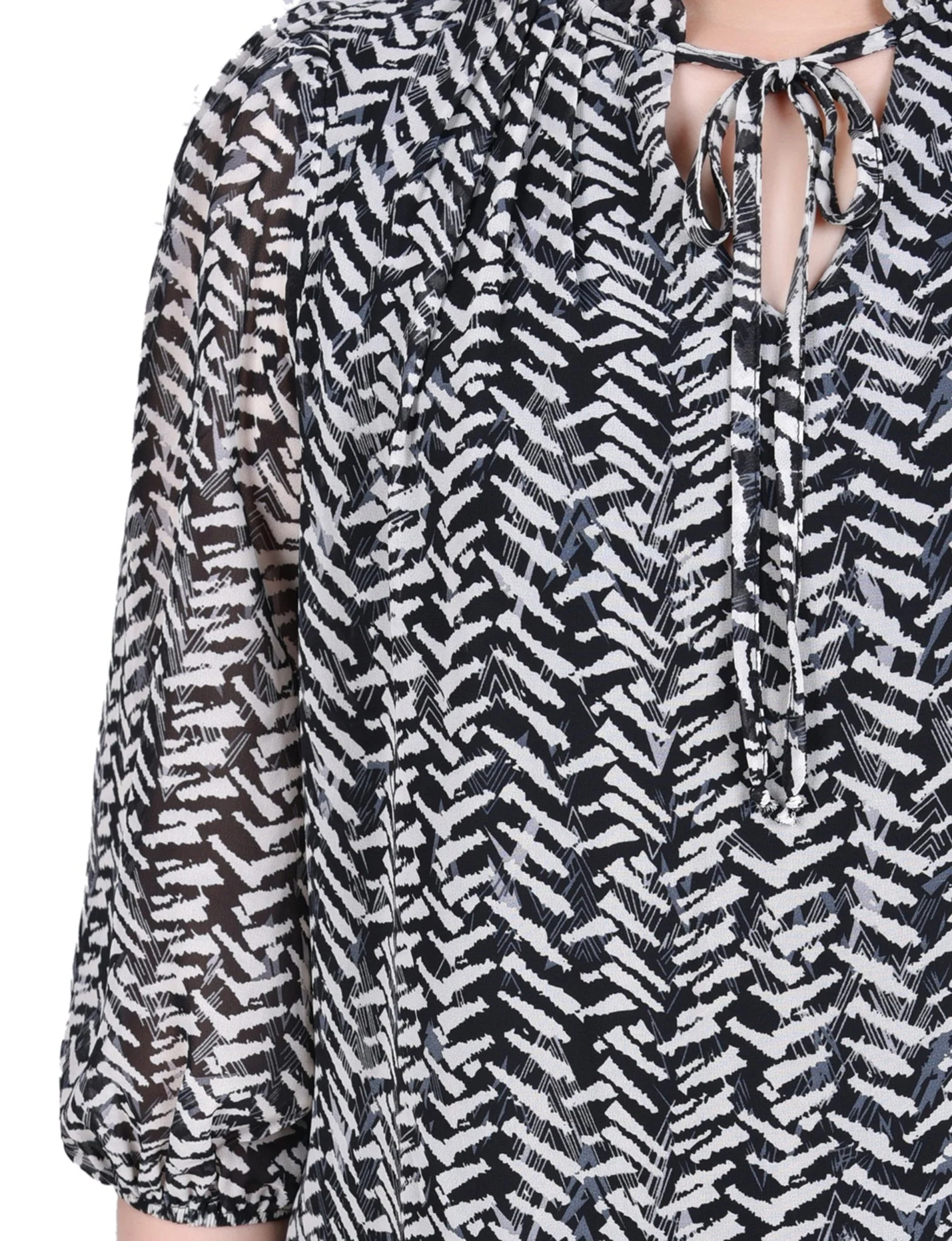 3/4 Length Sleeve Chiffon Blouse - Petite - Image 7