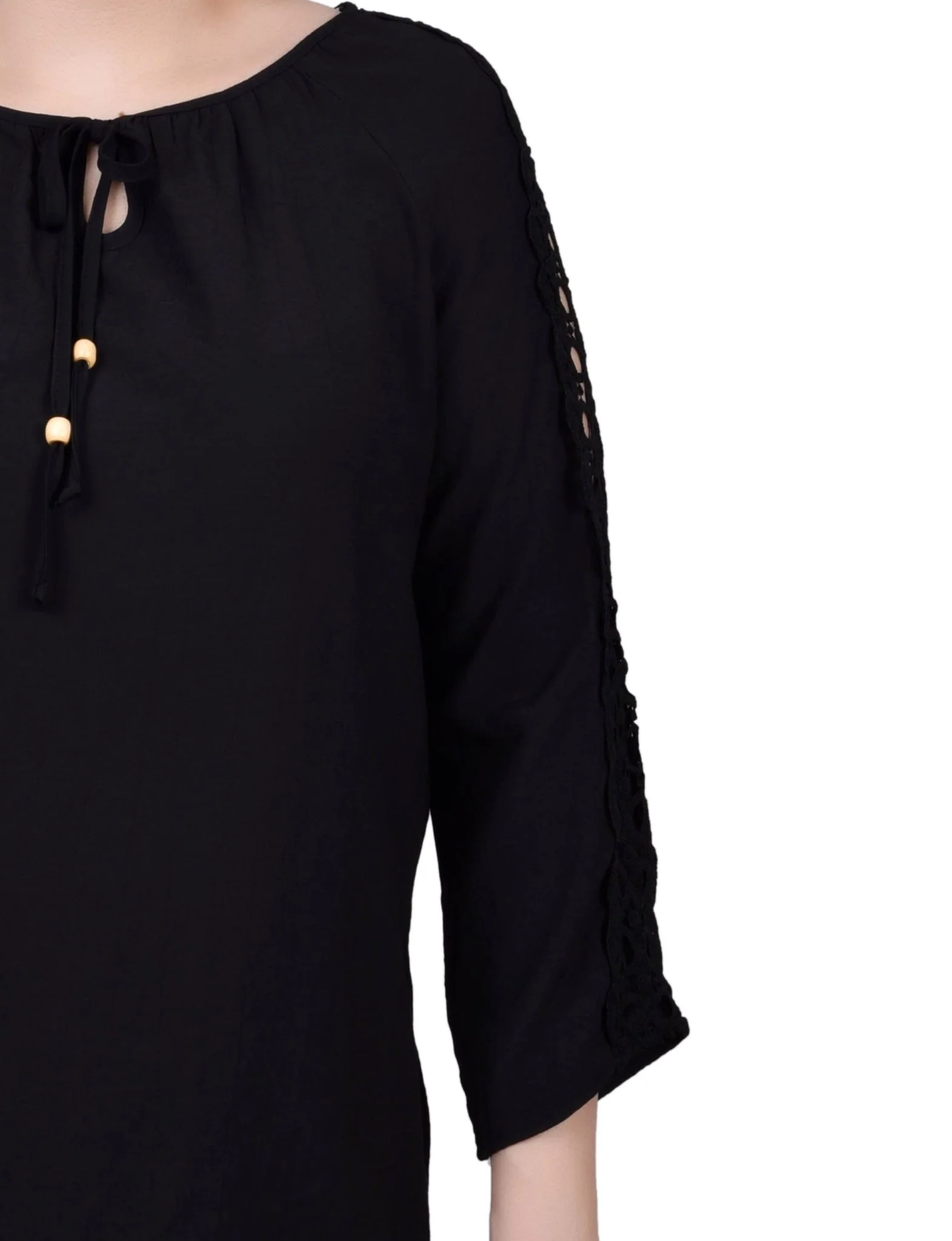 3/4 Length Sleeve Crochet Detail Blouse - Image 15