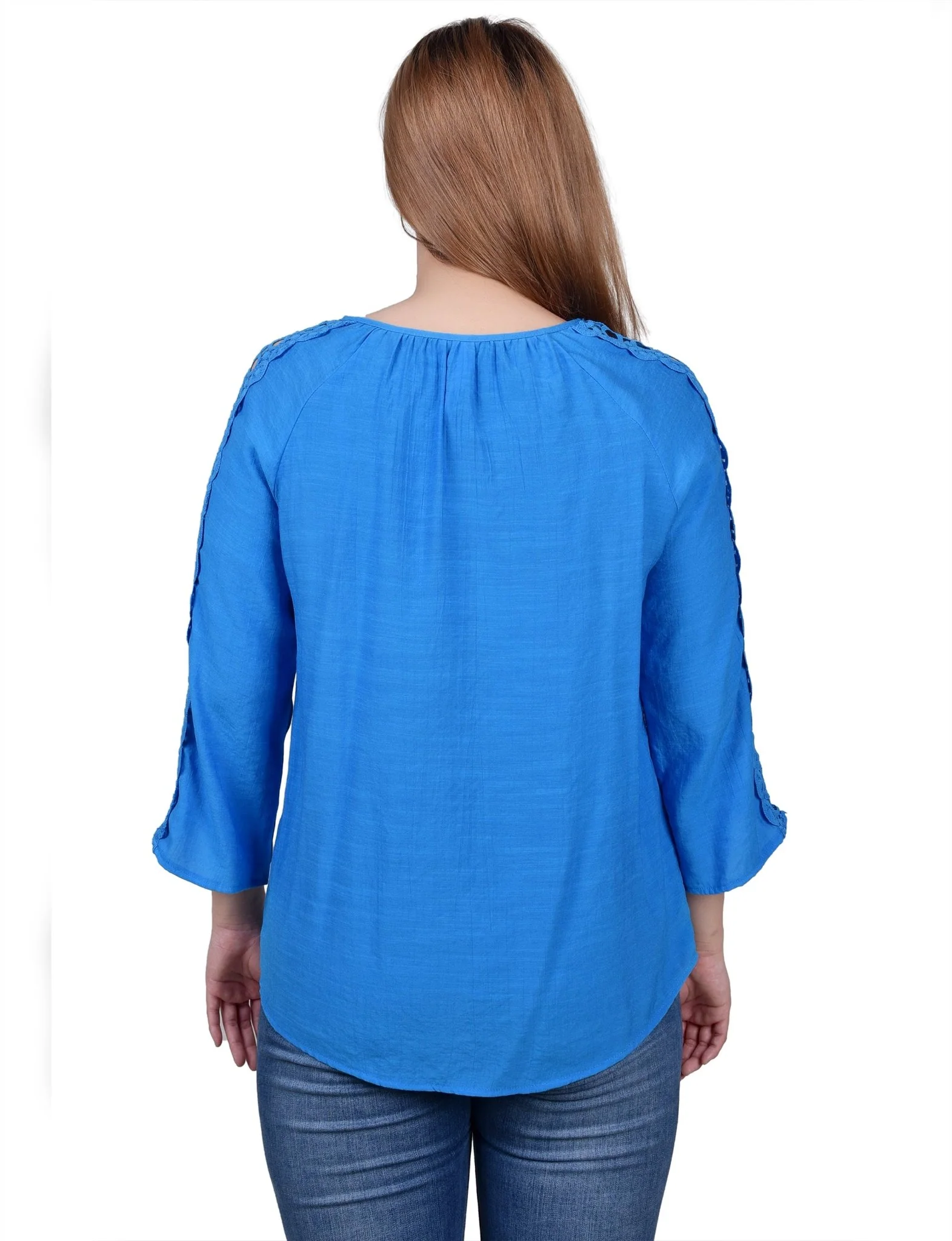 3/4 Length Sleeve Crochet Detail Blouse - Image 20