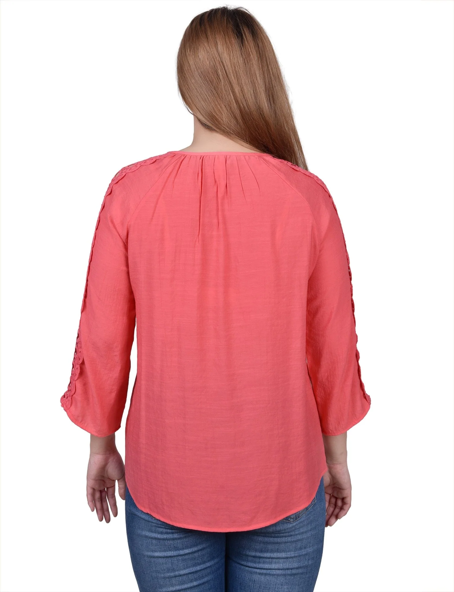 3/4 Length Sleeve Crochet Detail Blouse - Petite - Image 19