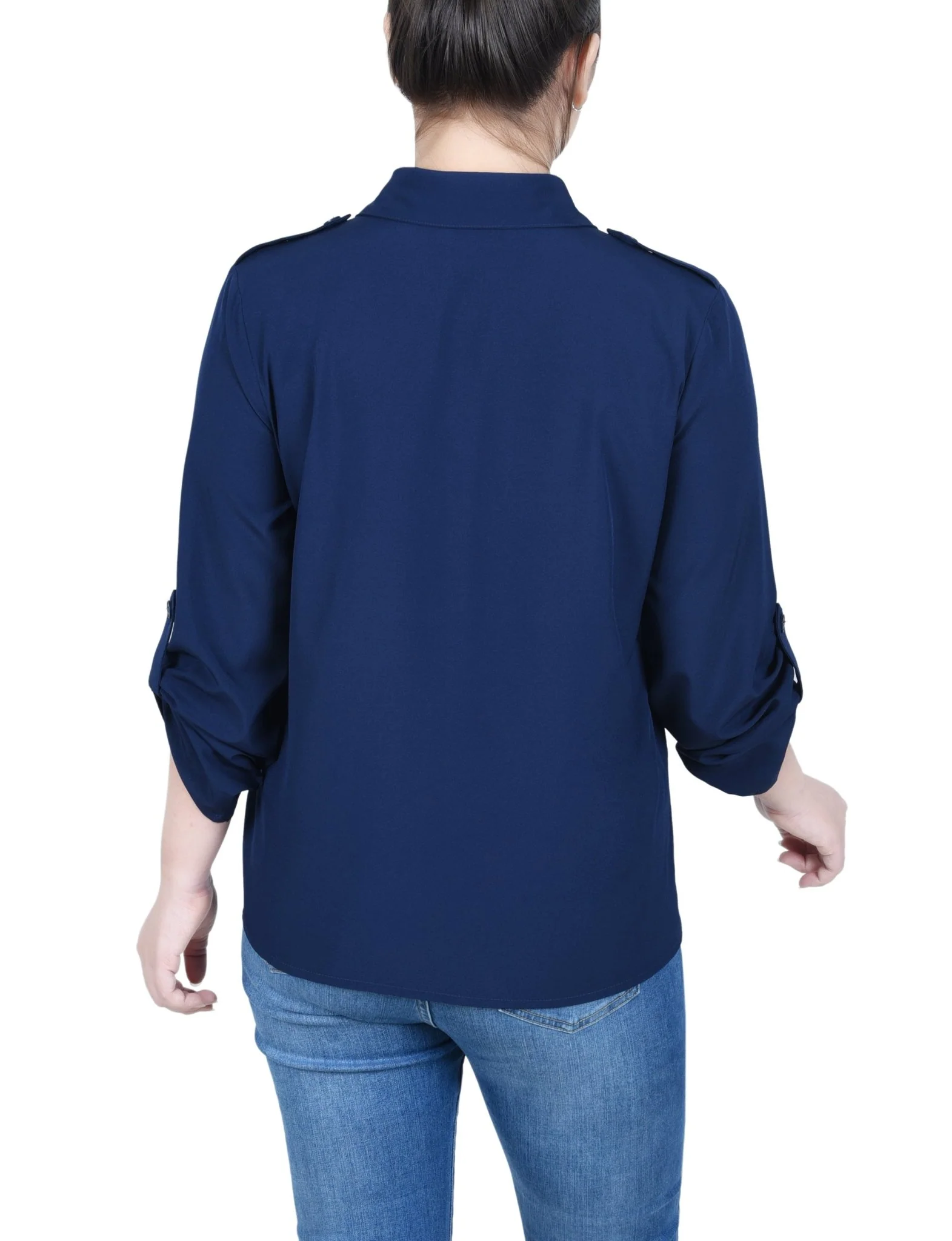 3/4 Length Sleeve Roll Tab Blouse - Petite - Image 12