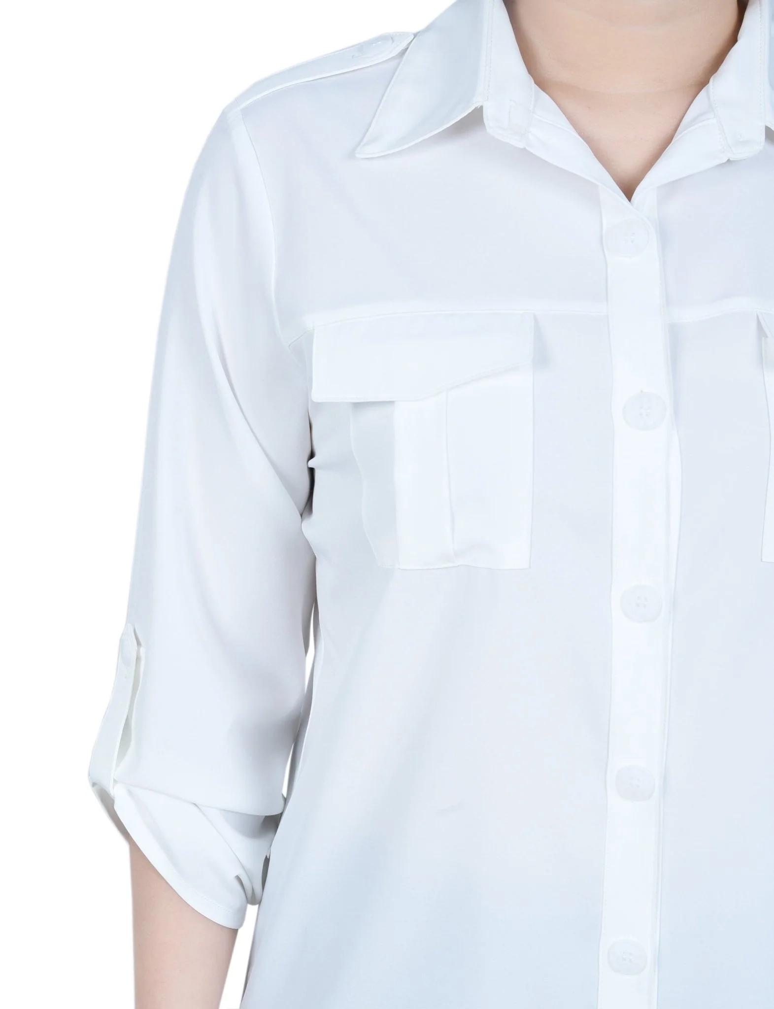 3/4 Length Sleeve Roll Tab Blouse - Petite - Image 7