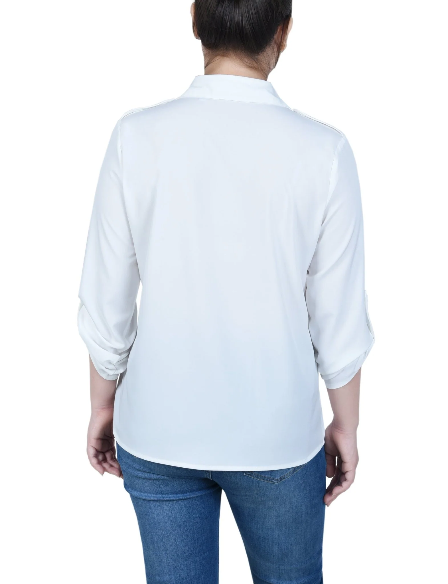 3/4 Length Sleeve Roll Tab Blouse - Petite - Image 8