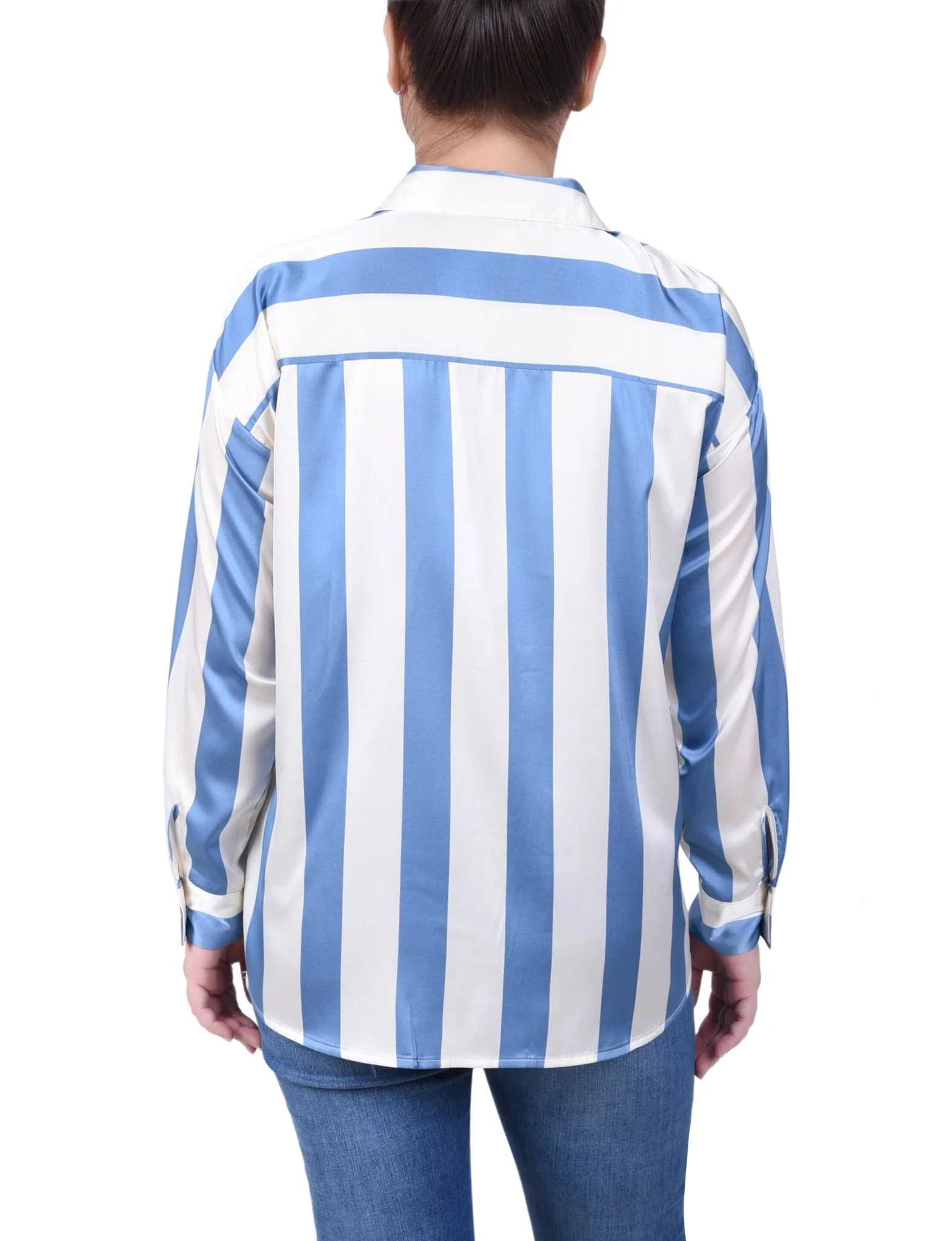 3/4 Length Sleeve Roll Tab Satin Blouse - Petite - Image 16