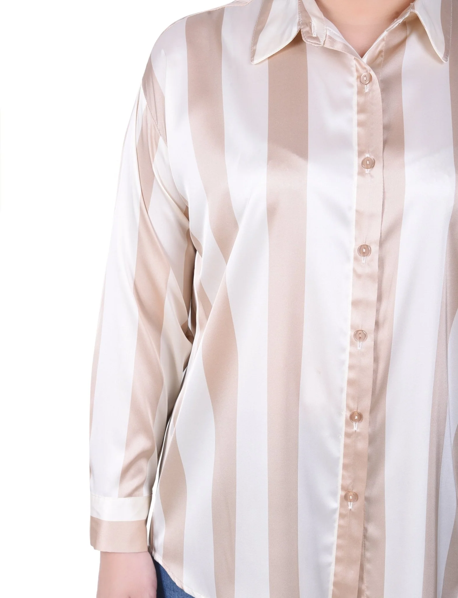 3/4 Length Sleeve Roll Tab Satin Blouse - Petite - Image 19