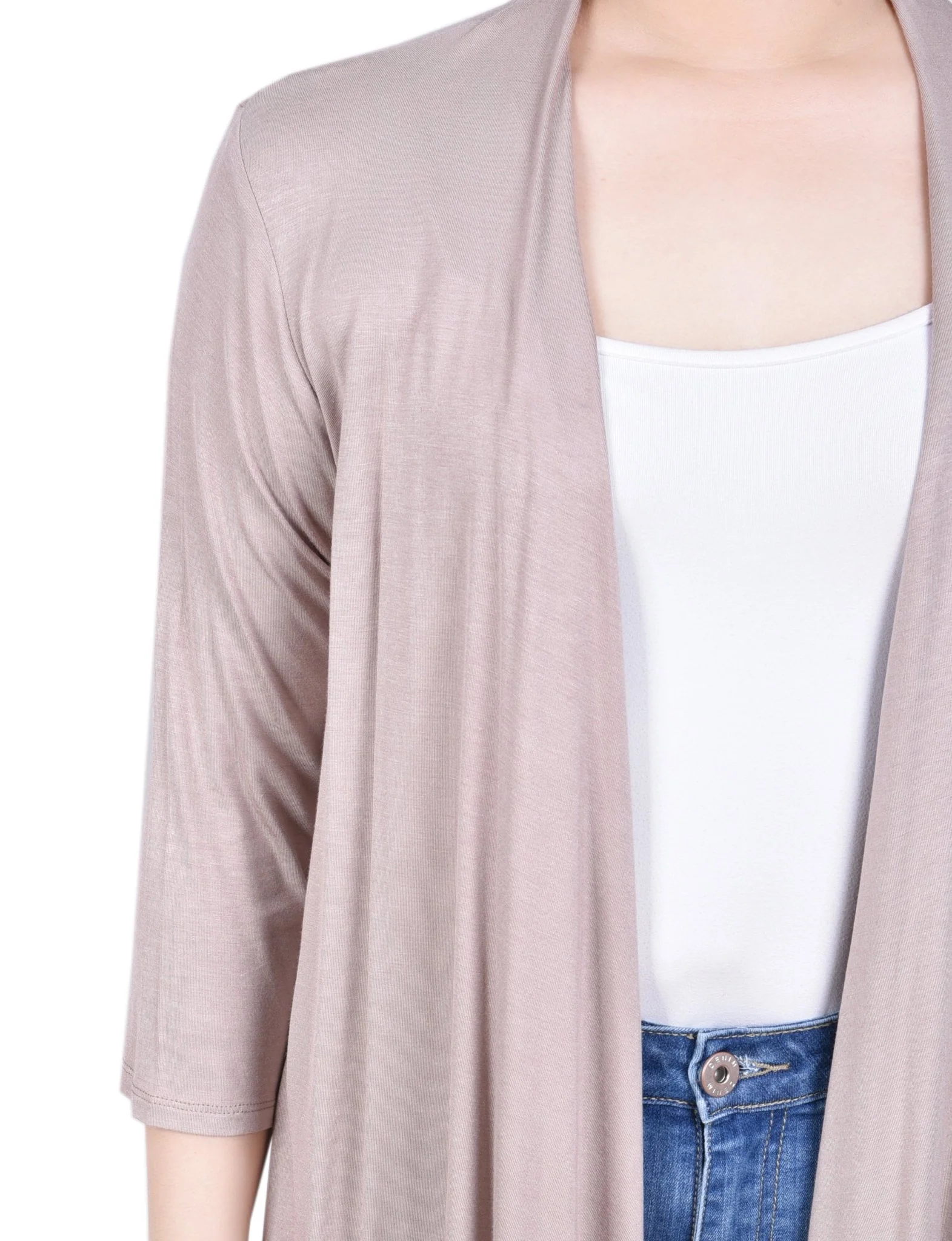 3/4 Length Sleeve Solid Cardigan - Petite - Image 11