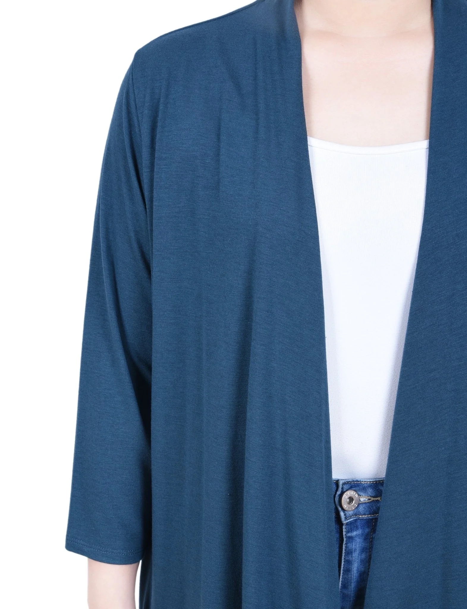 3/4 Length Sleeve Solid Cardigan - Petite - Image 7