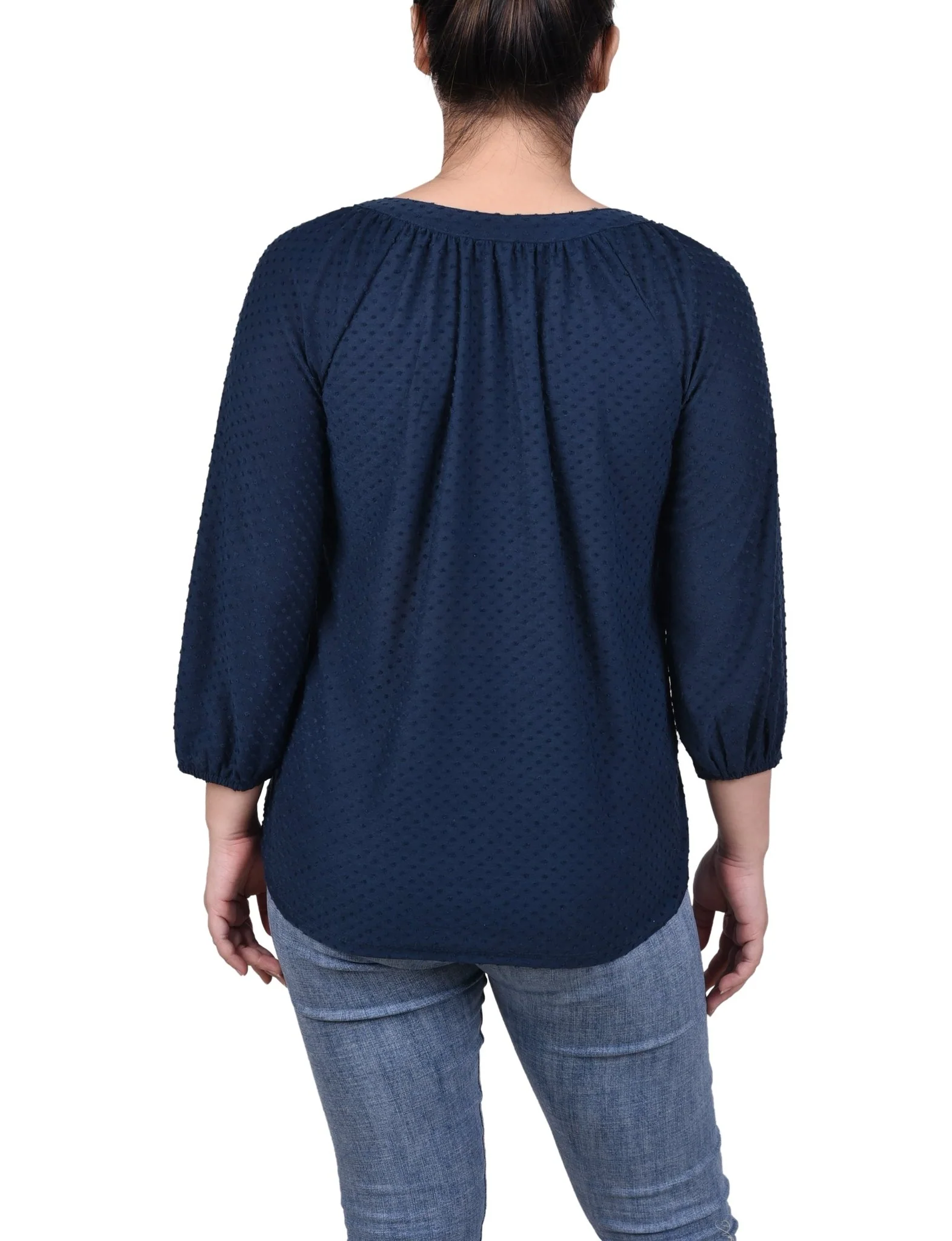 3/4 Length Sleeve Swiss Dot Top - Petite - Image 3