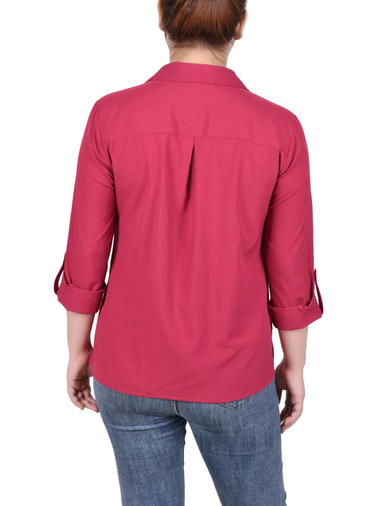 3/4 Roll Tab Blouse With Pockets - Petite - Image 3