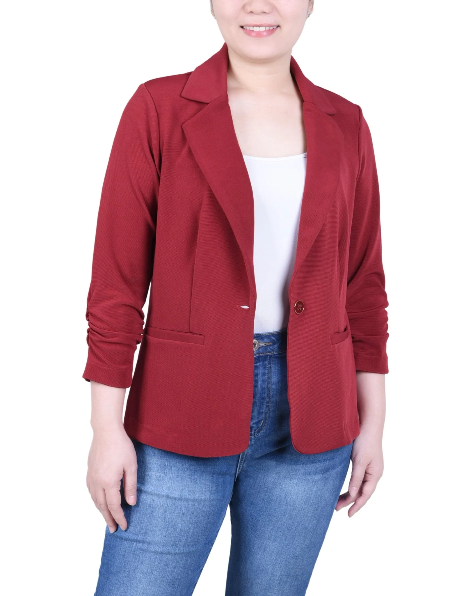 3/4 Sleeve Length Knit Ottoman Jacket - Petite - Image 5