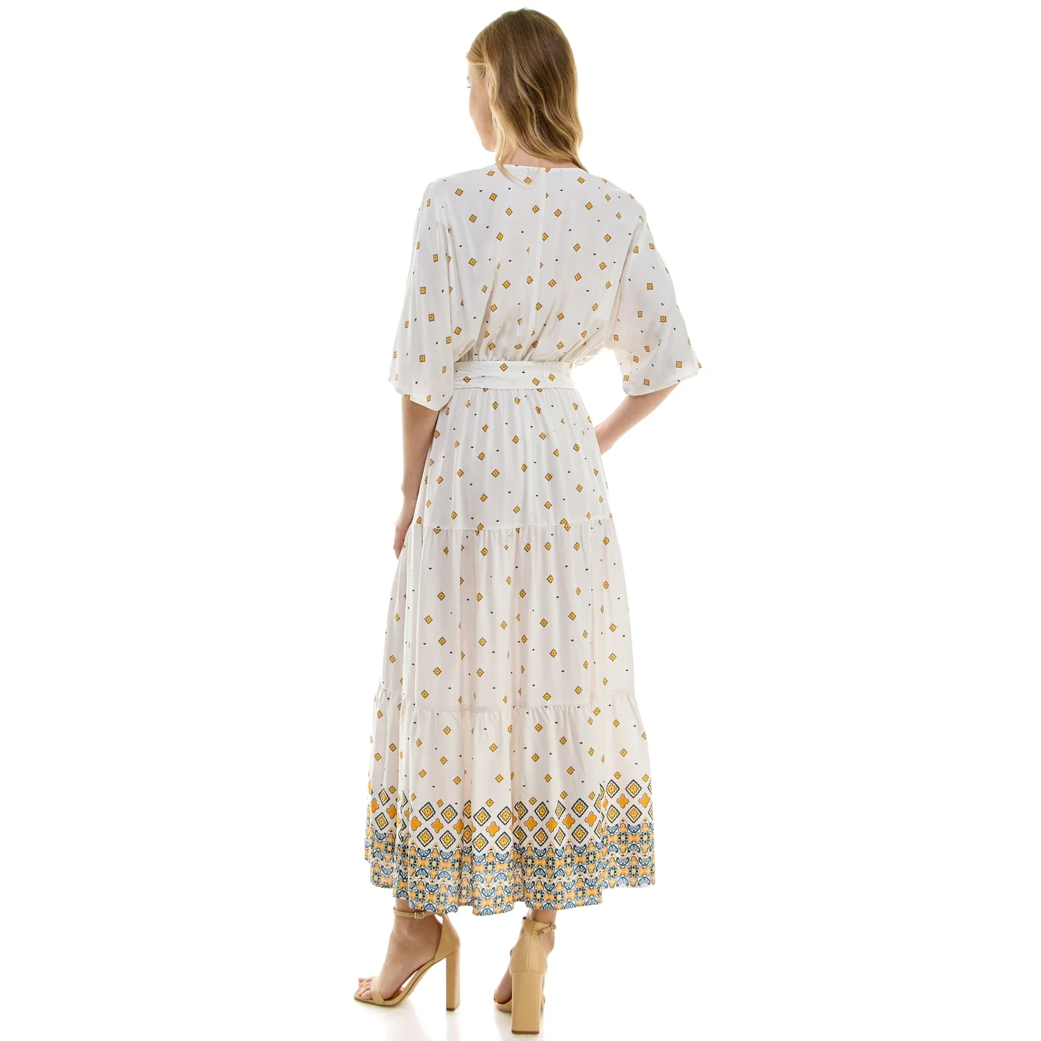 3/4 Sleeve Wrap Style Midi Dress - Image 3