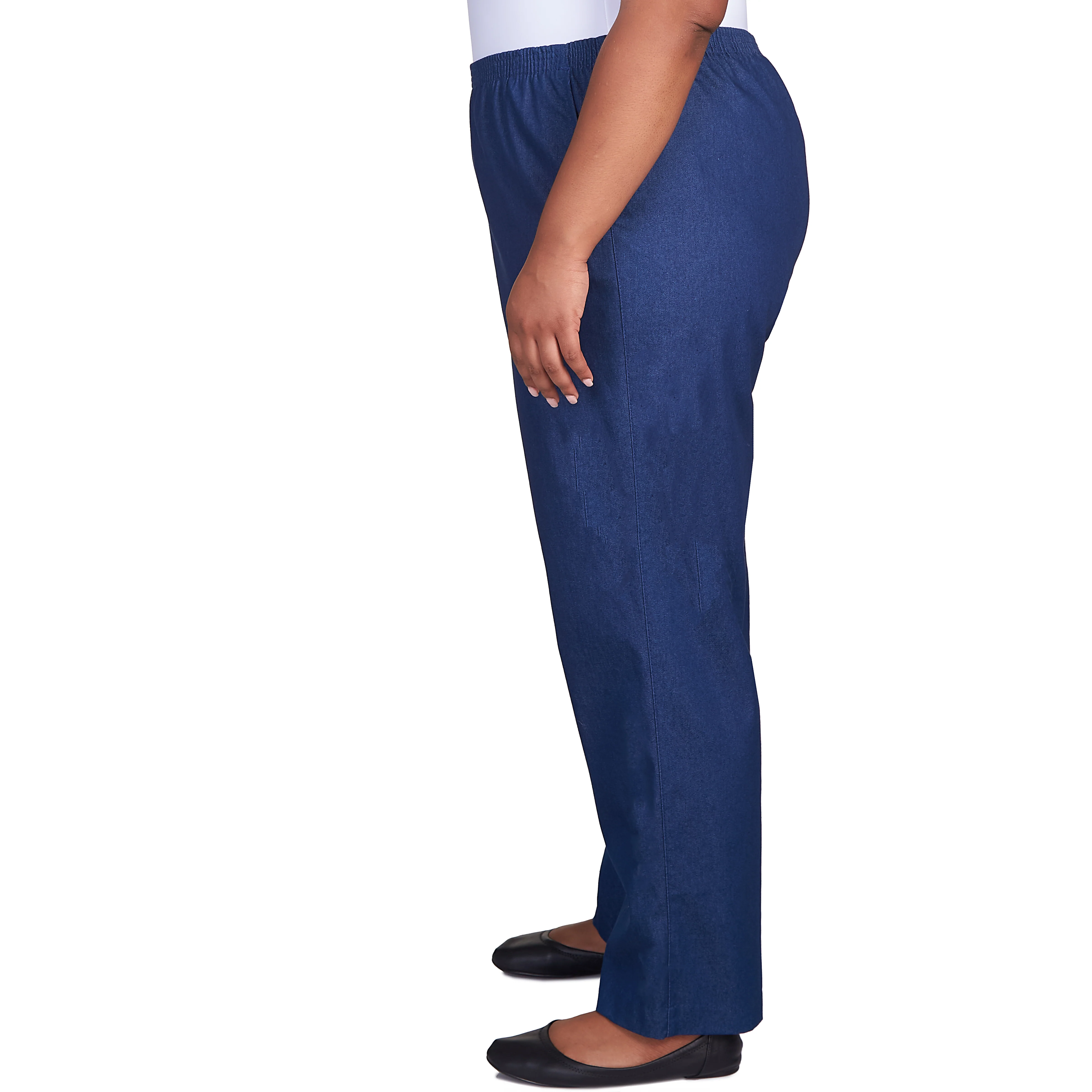 Alfred Dunner Classic All-Around Elastic Waistband Denim Pant Average Length - Plus - Image 4