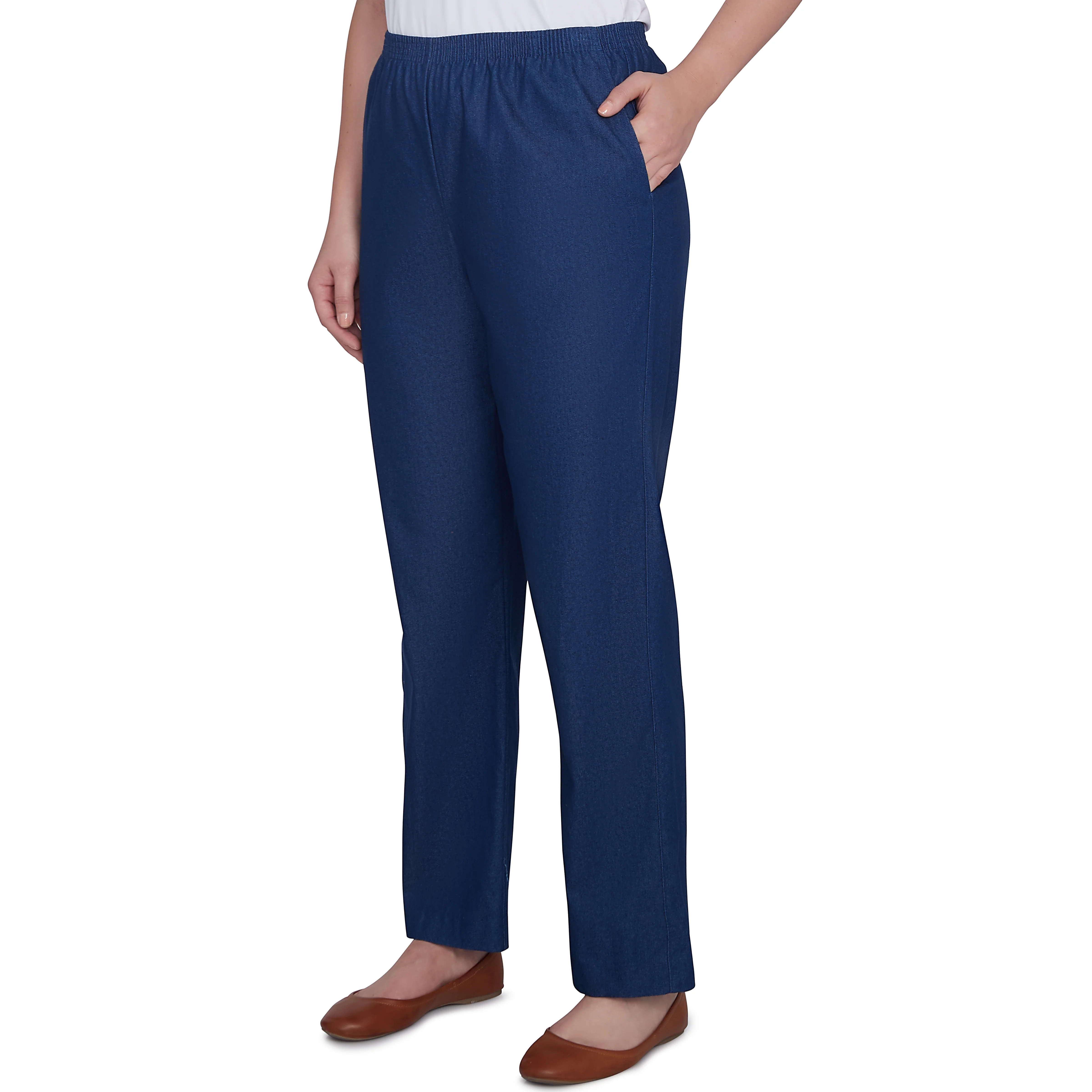 Alfred Dunner Classic All-Around Elastic Waistband Denim Pant Short Length - Image 3