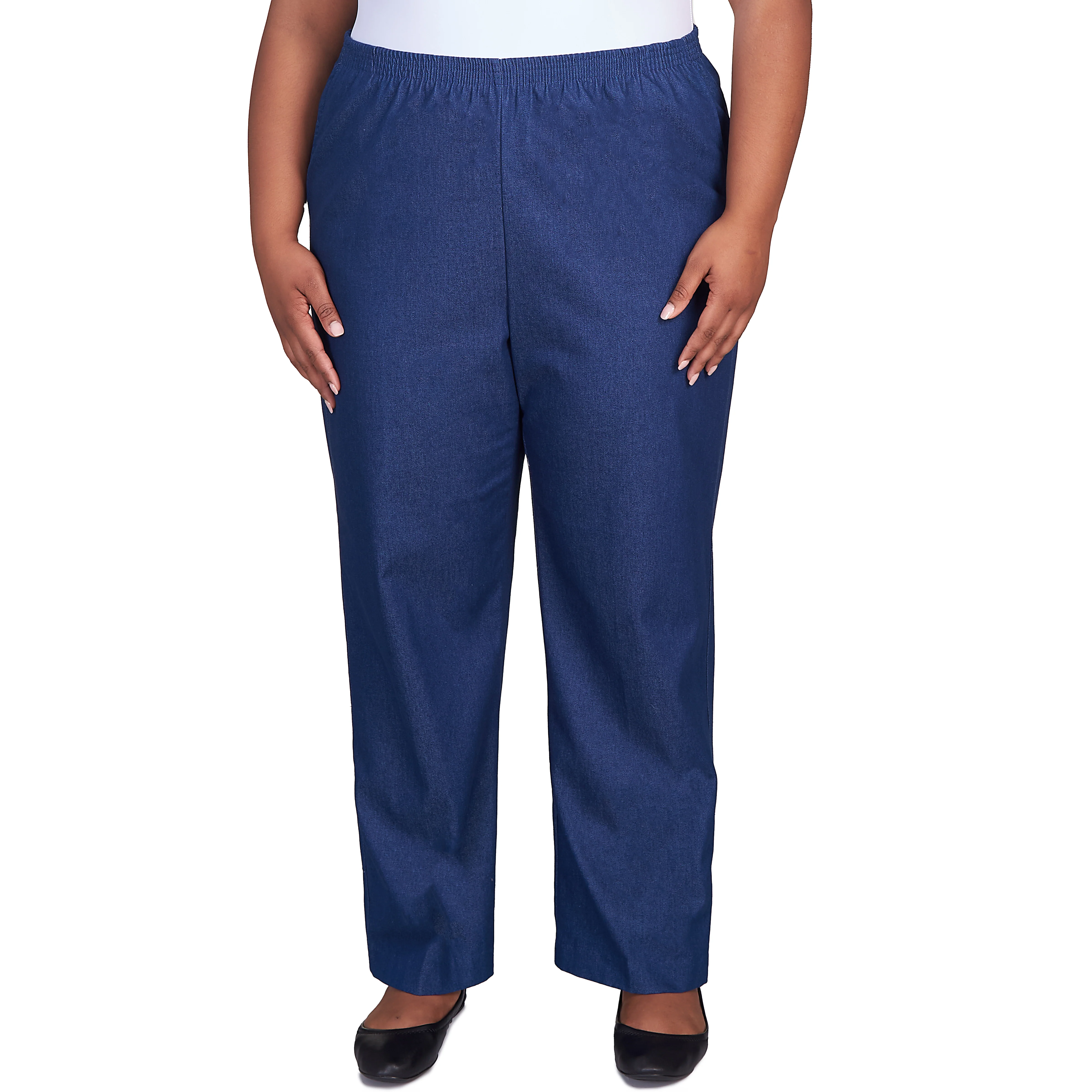 Alfred Dunner Classic All-Around Elastic Waistband Denim Pant Short Length - Plus - Image 5