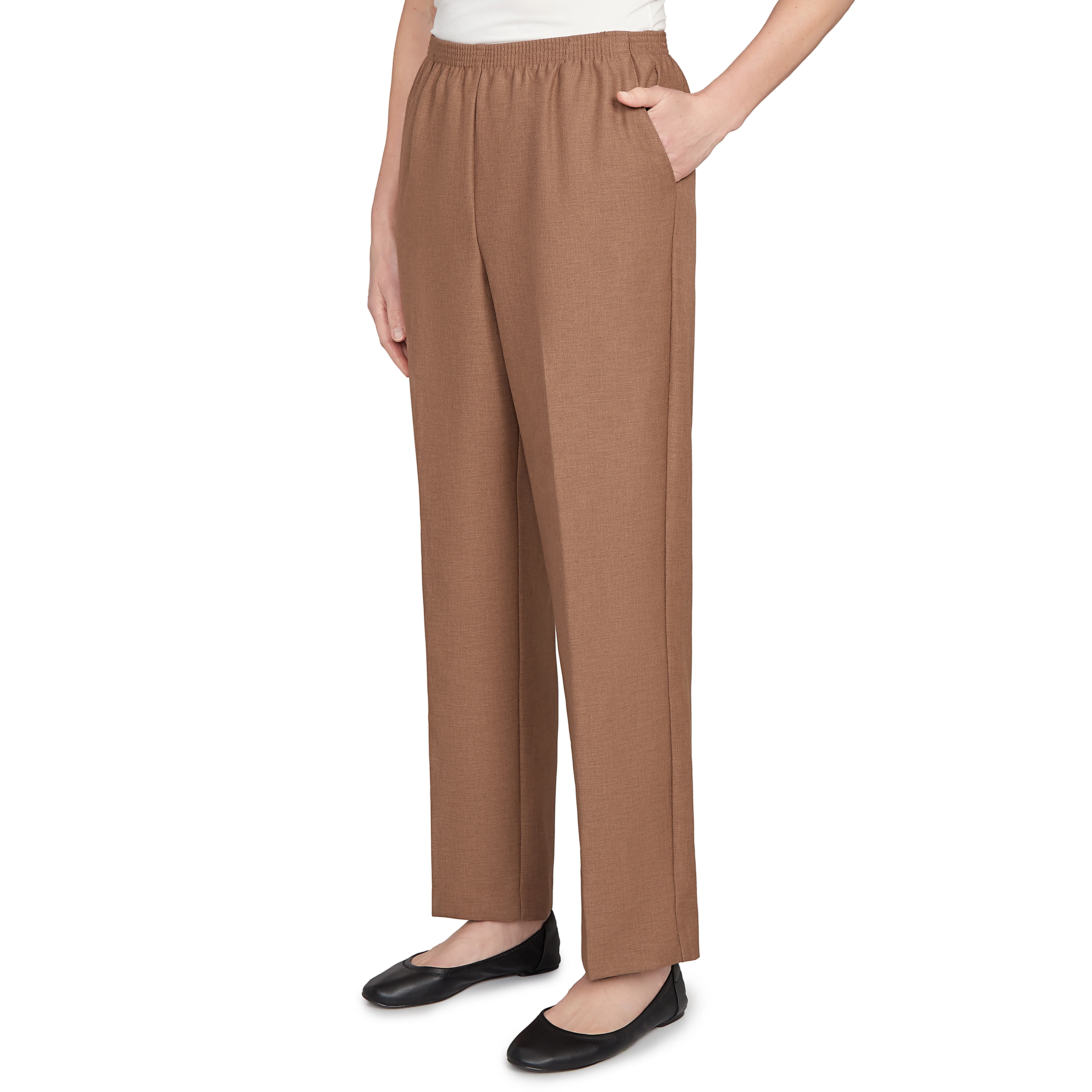 Alfred Dunner Classic Signature Fit Textured Trousers with All-around Elastic Waistband Average Length - Image 3