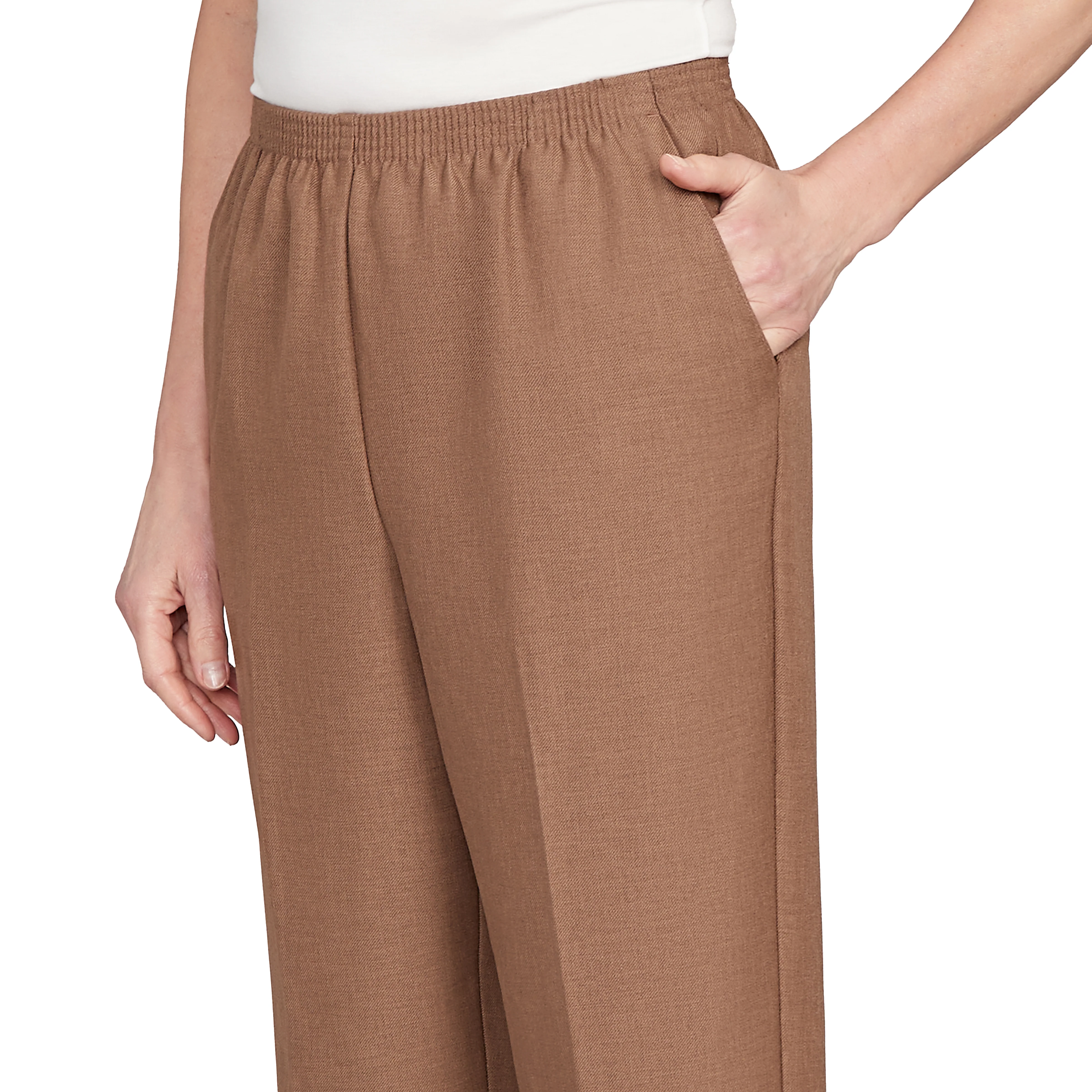Alfred Dunner Classic Signature Fit Textured Trousers with All-around Elastic Waistband Short Length - Image 5
