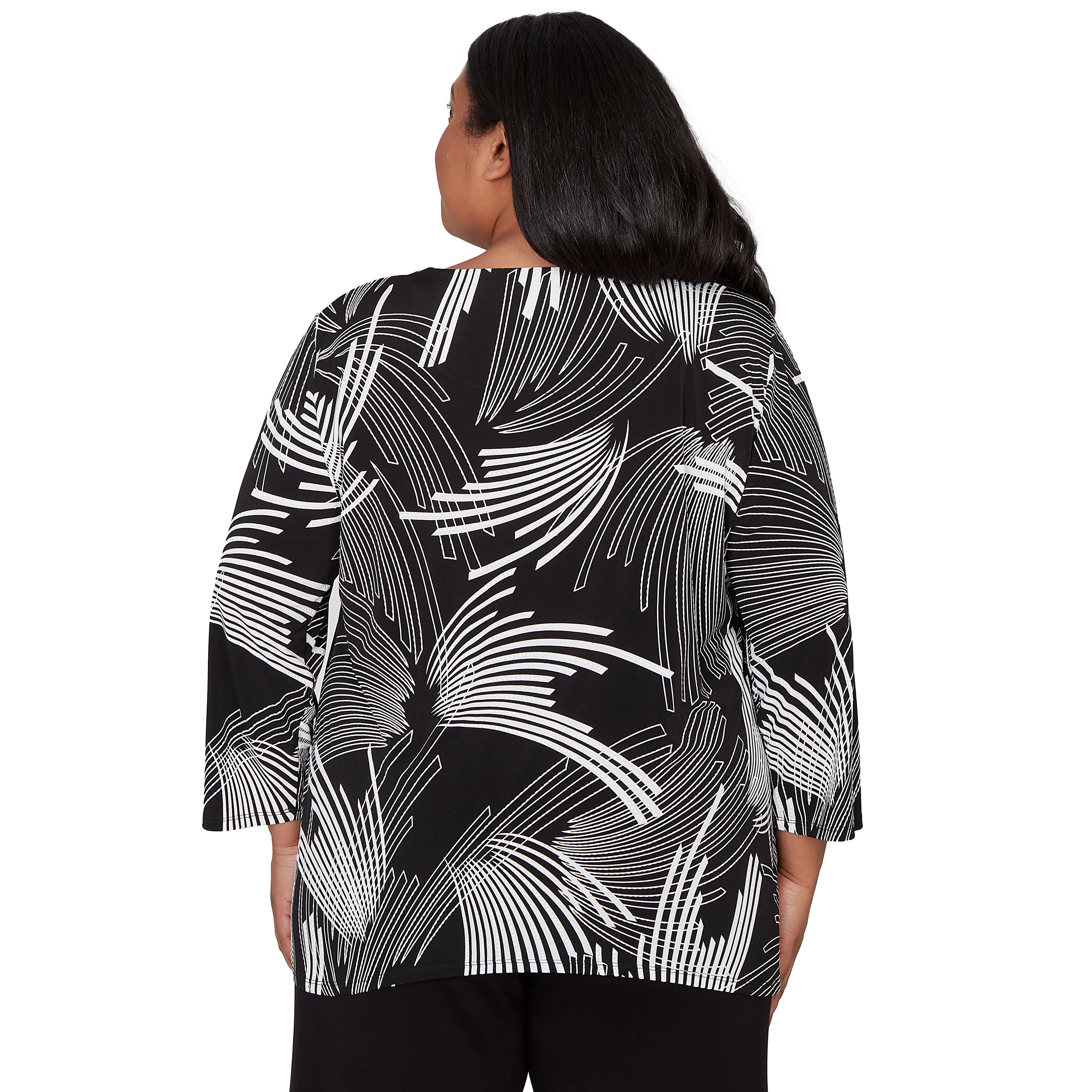 Alfred Dunner Geometric Sharkbite Hem Top with Necklace - Plus - Image 2