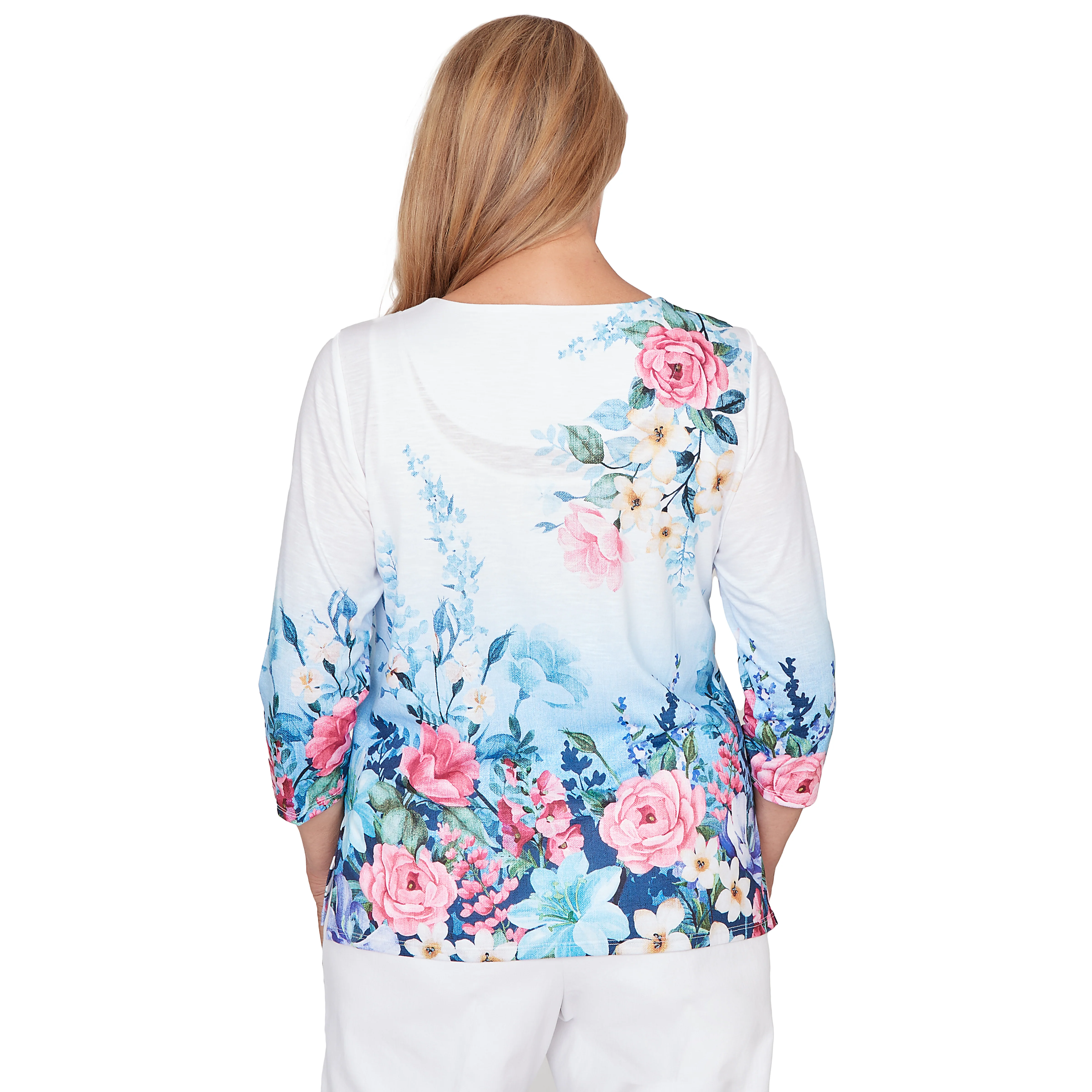 Alfred Dunner Ombre Border Floral Lace Top - Image 2