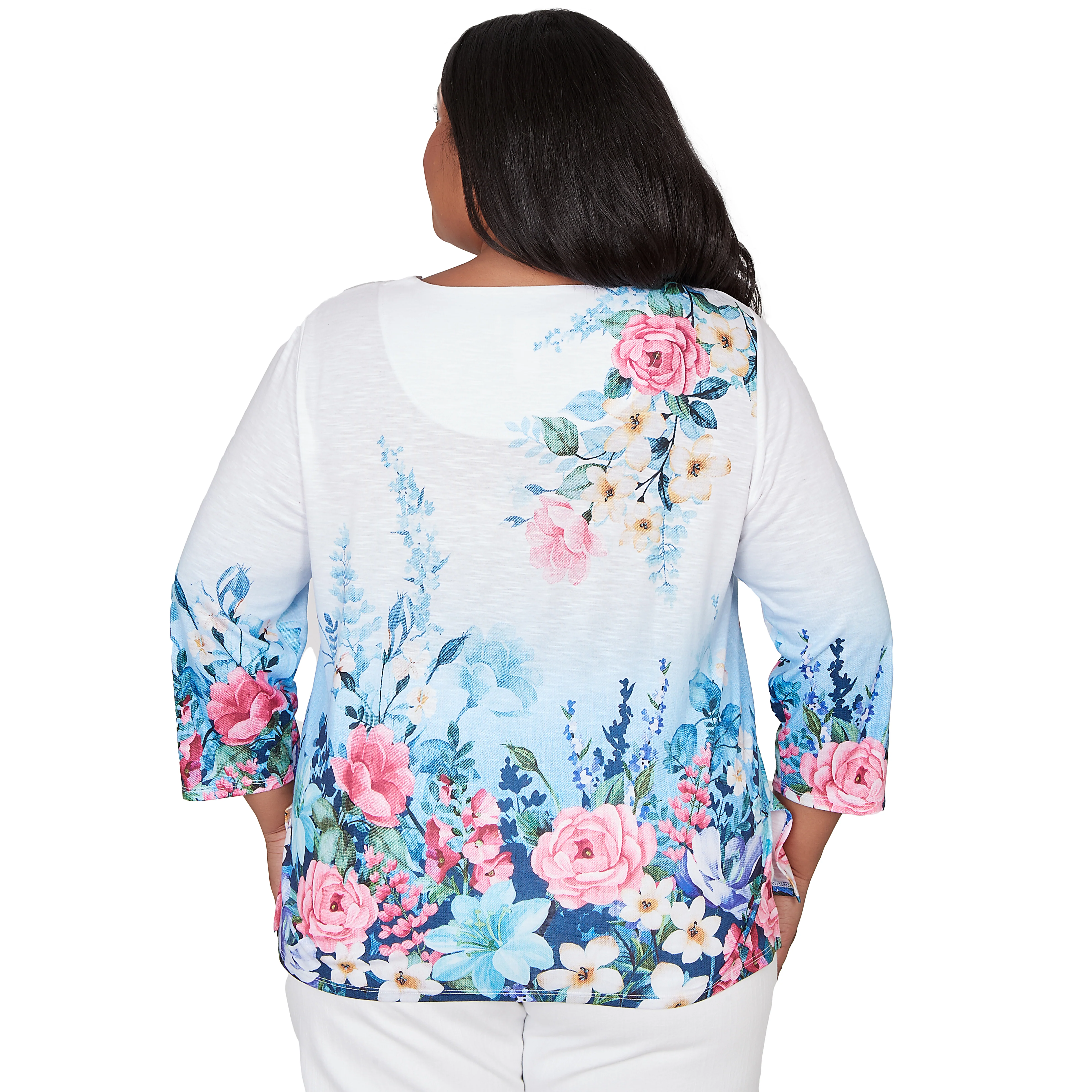 Alfred Dunner Ombre Border Floral Lace Top - Plus - Image 2