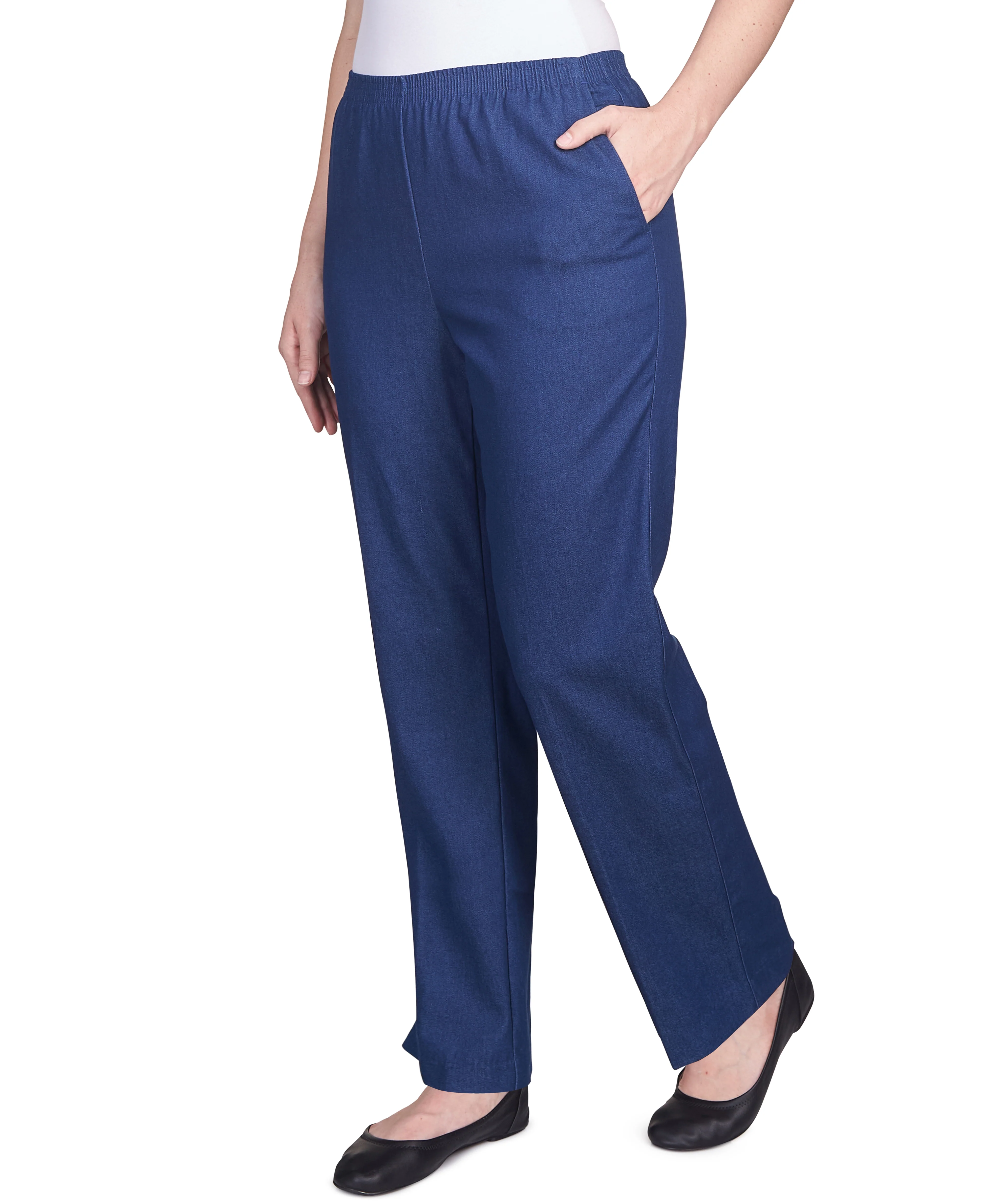 Alfred Dunner Petite Classic All-Around Elastic Waistband Denim Pant Average Length - Image 3