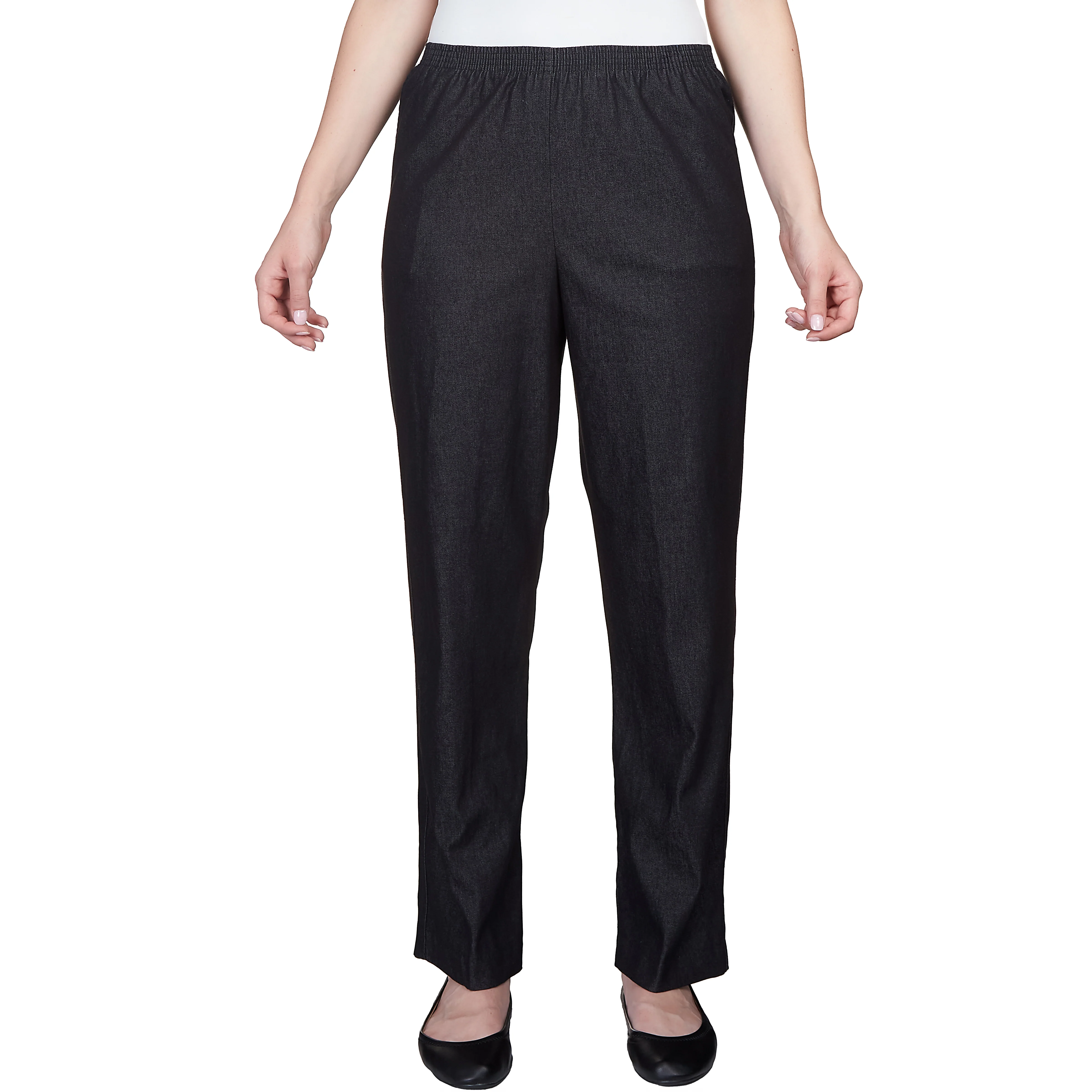 Alfred Dunner Petite Denim Comfort Waistband  Mid Rise Regular Fit Straight Leg Pant Average Length - Image 4