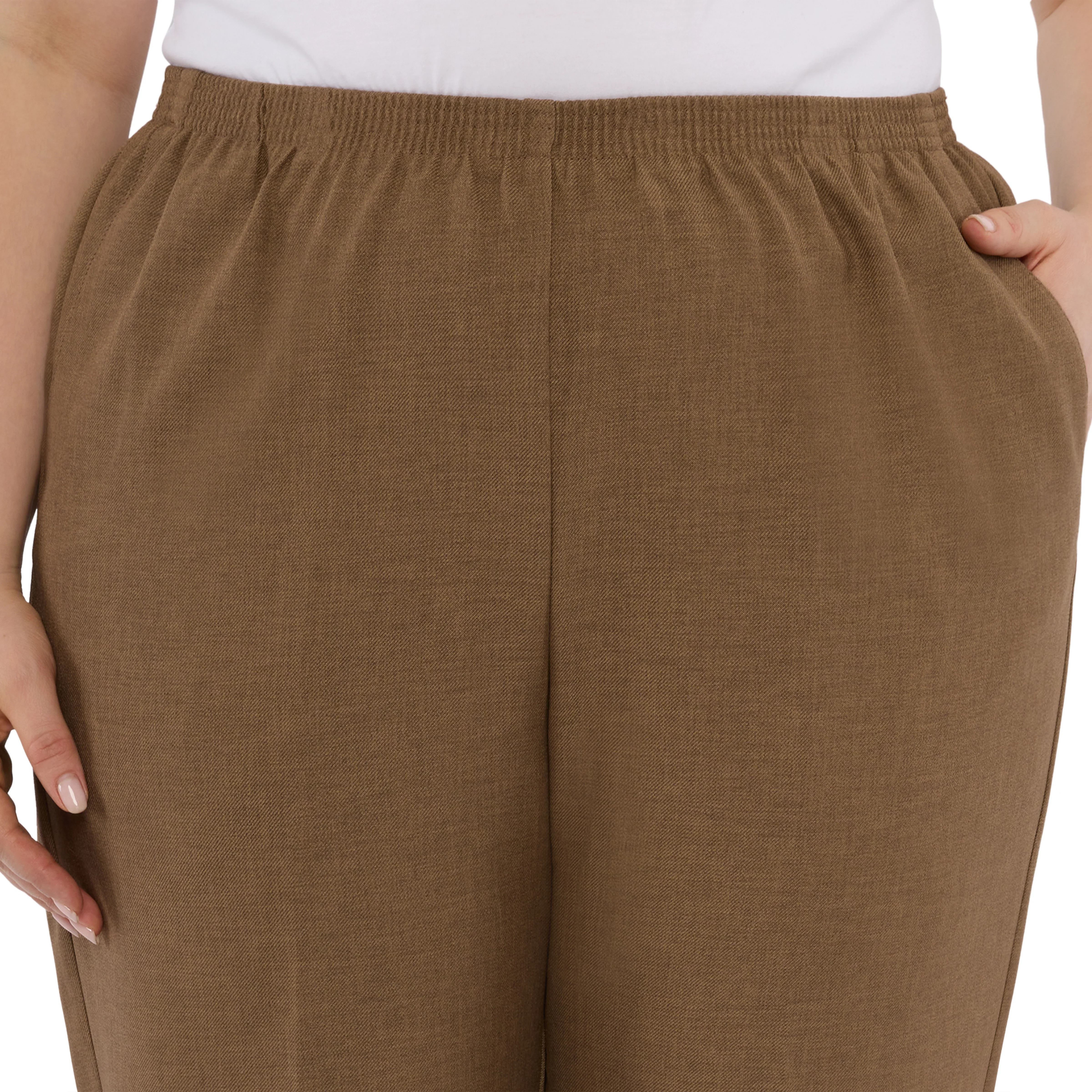Alfred Dunner Plus Classic Signature Fit Textured Trousers with All-around Elastic Waistband Average Length - Image 5