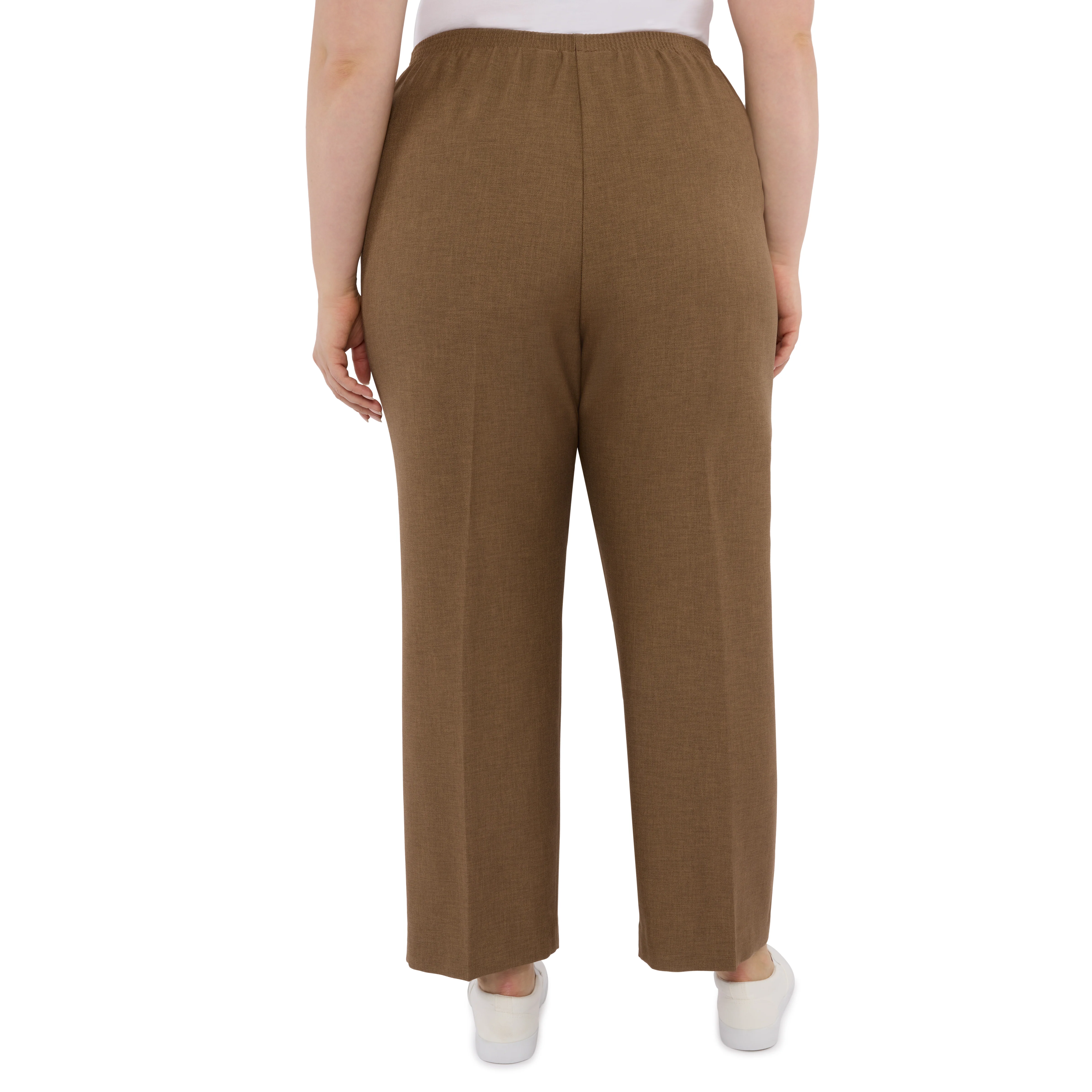 Alfred Dunner Plus Classic Signature Fit Textured Trousers with All-around Elastic Waistband Short Length - Image 2