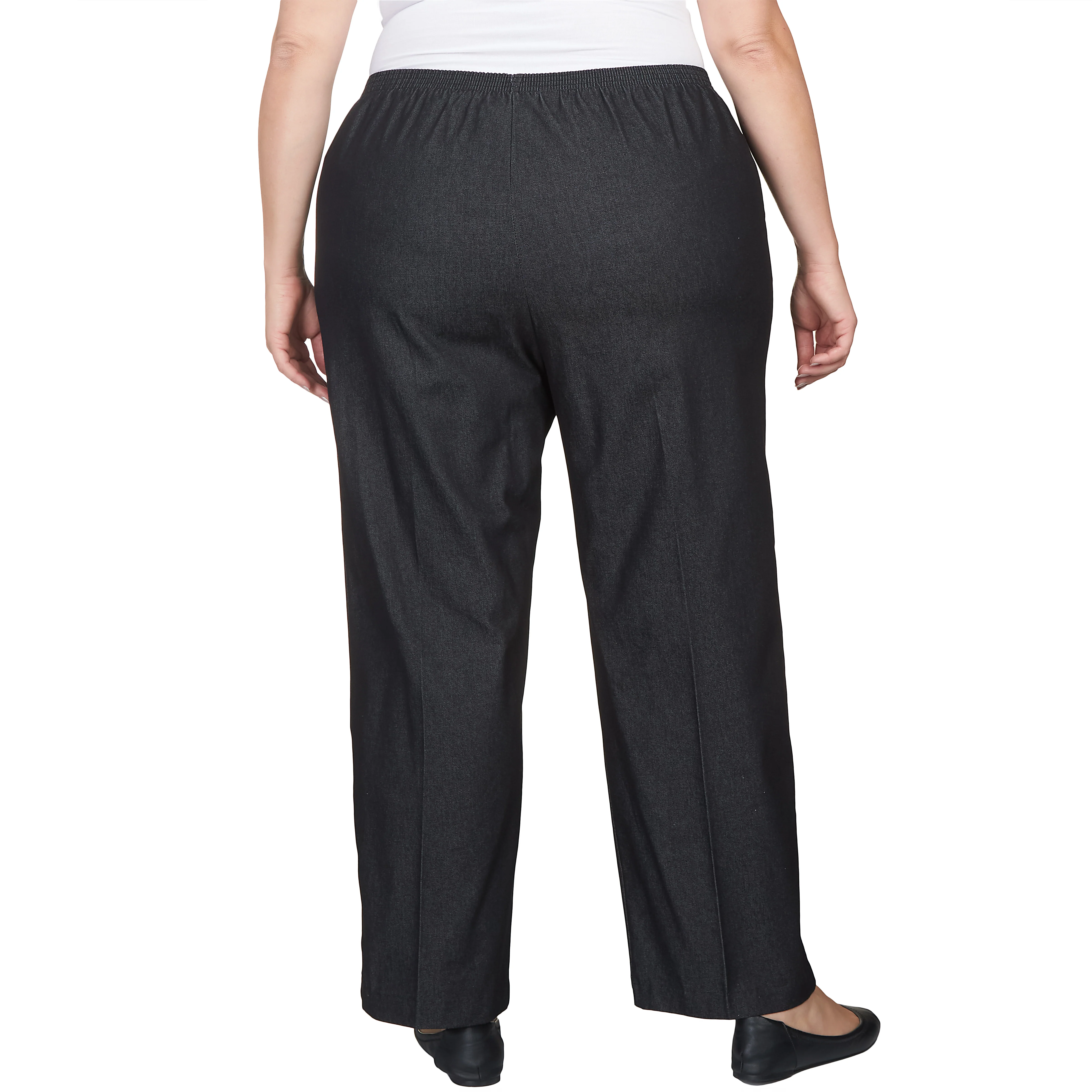 Alfred Dunner Plus Denim Comfort Waistband  Mid Rise Regular Fit Straight Leg Pant average Length - Image 2