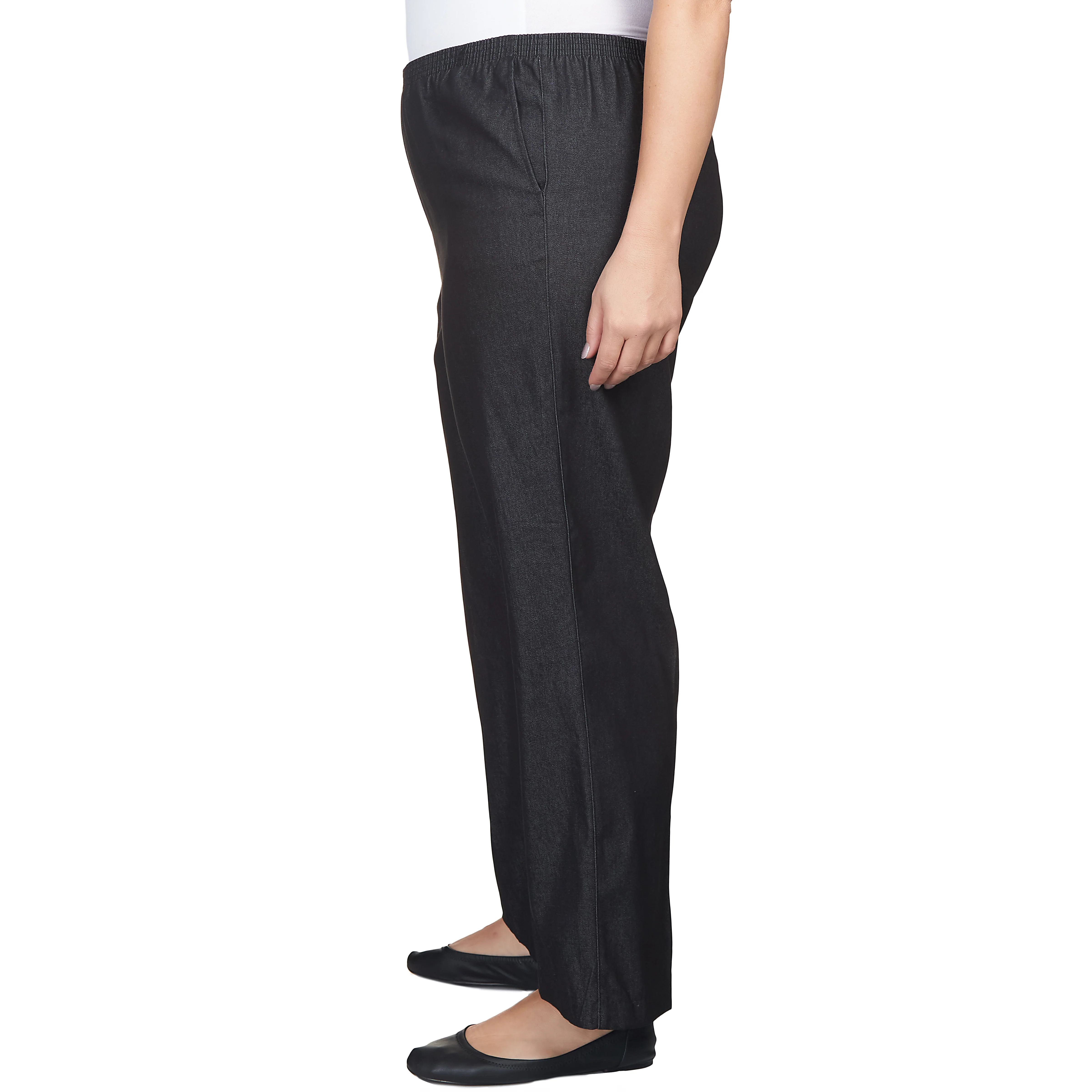 Alfred Dunner Plus Denim Comfort Waistband  Mid Rise Regular Fit Straight Leg Pant average Length - Image 4