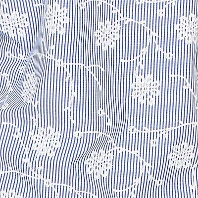 Alfred Dunner Puff Print Pinstripe Embroidered Button Down Top - Image 6