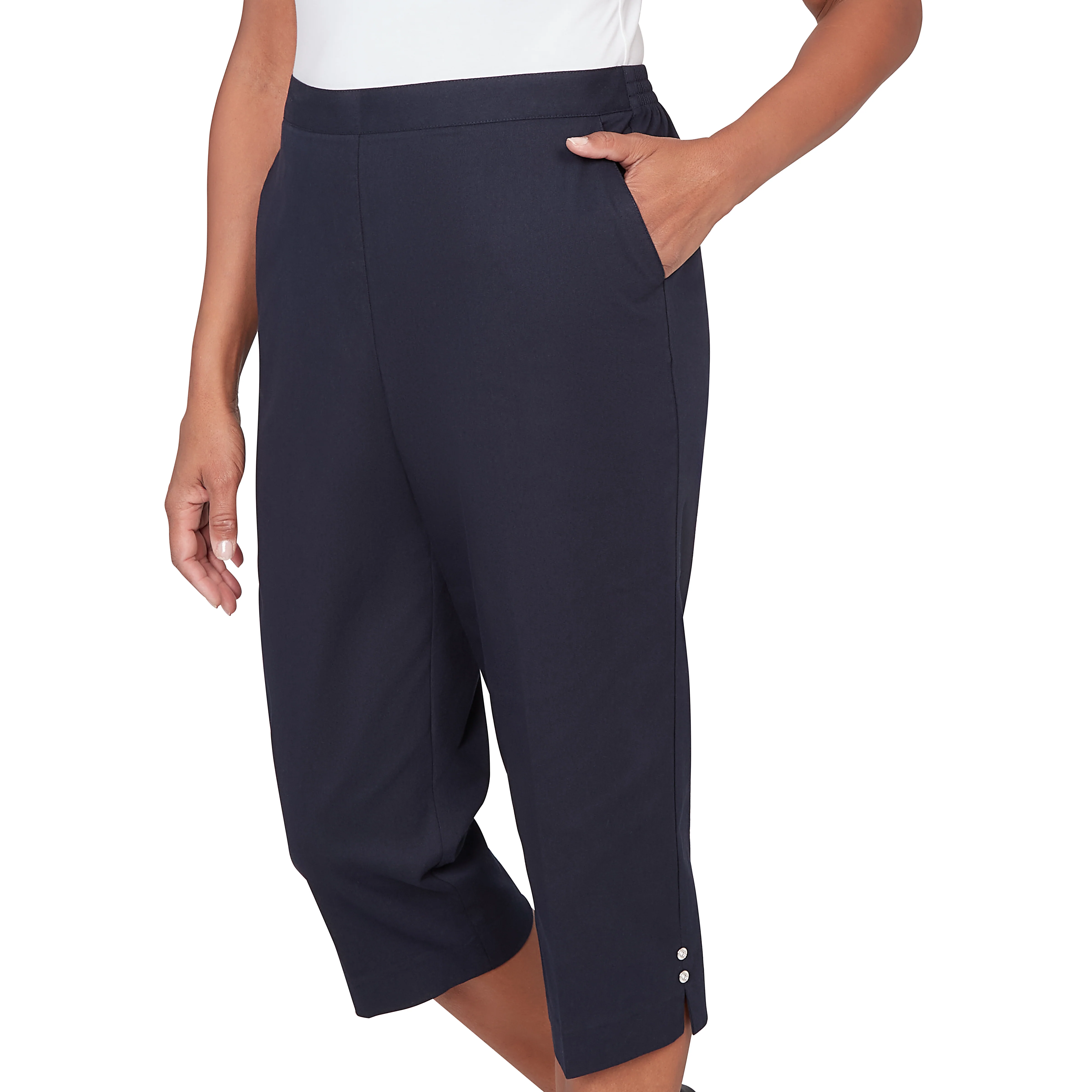 Alfred Dunner Solid Twill Button Hem Capri Pant - Image 11