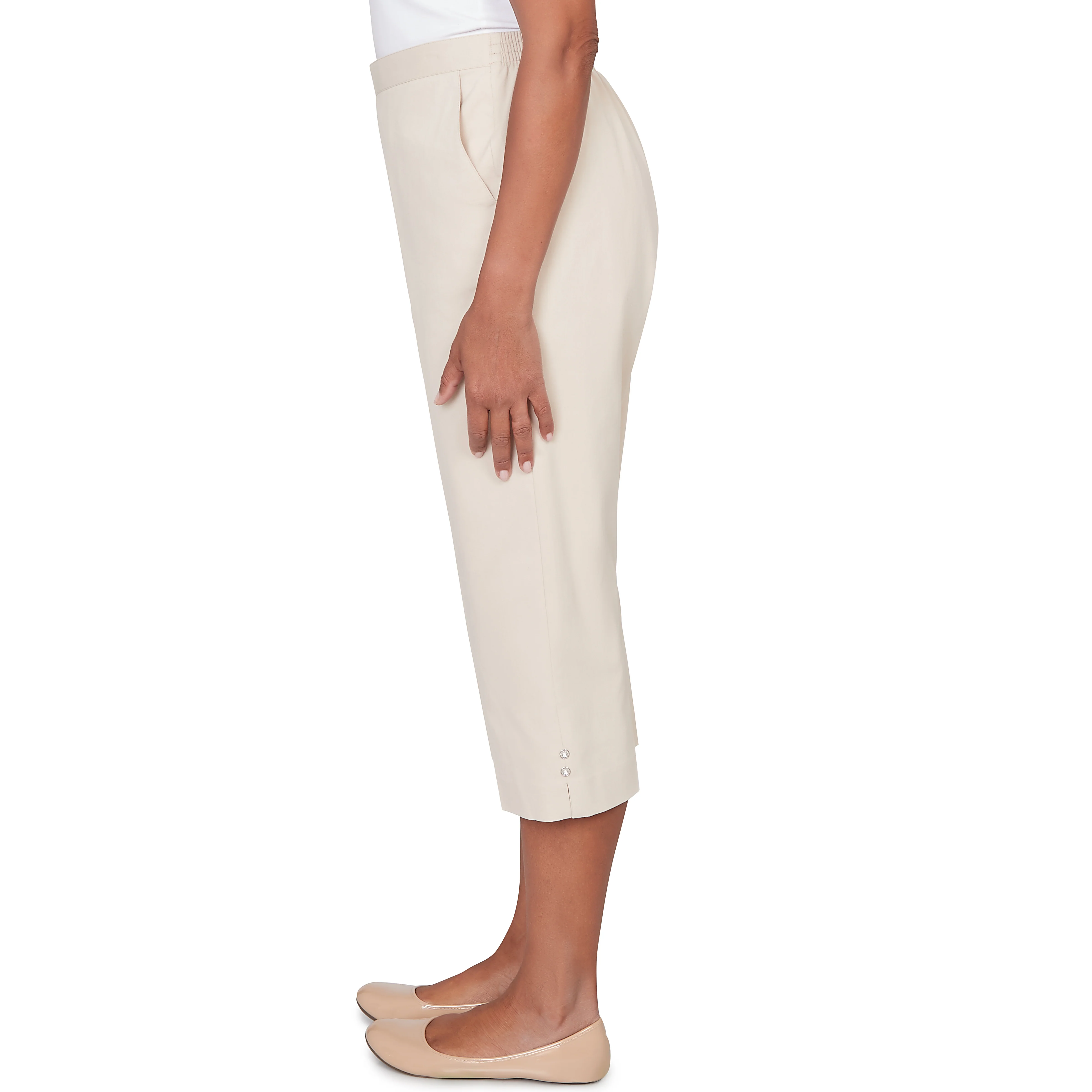 Alfred Dunner Solid Twill Button Hem Capri Pant- Petite - Image 16