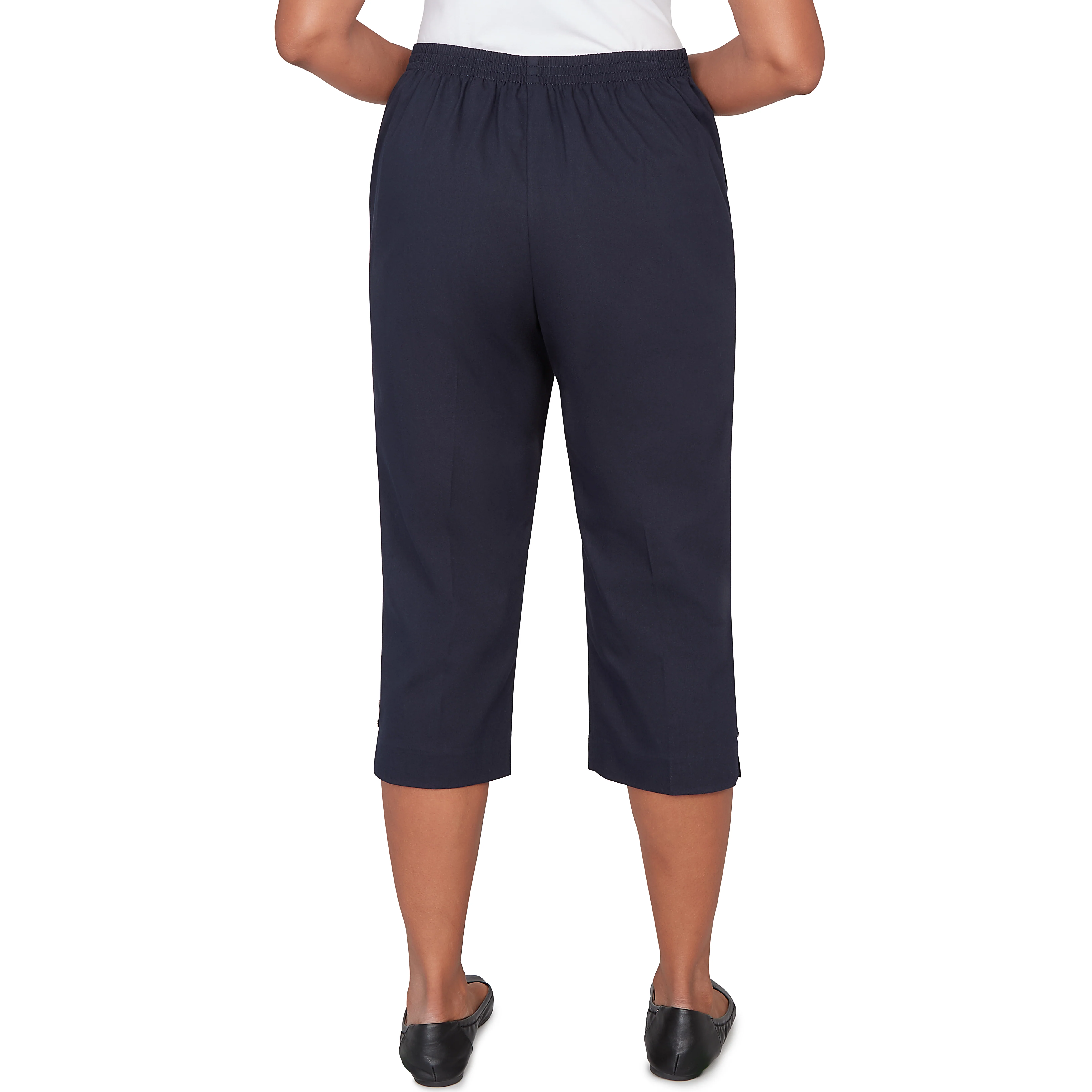 Alfred Dunner Solid Twill Button Hem Capri Pant- Petite - Image 8