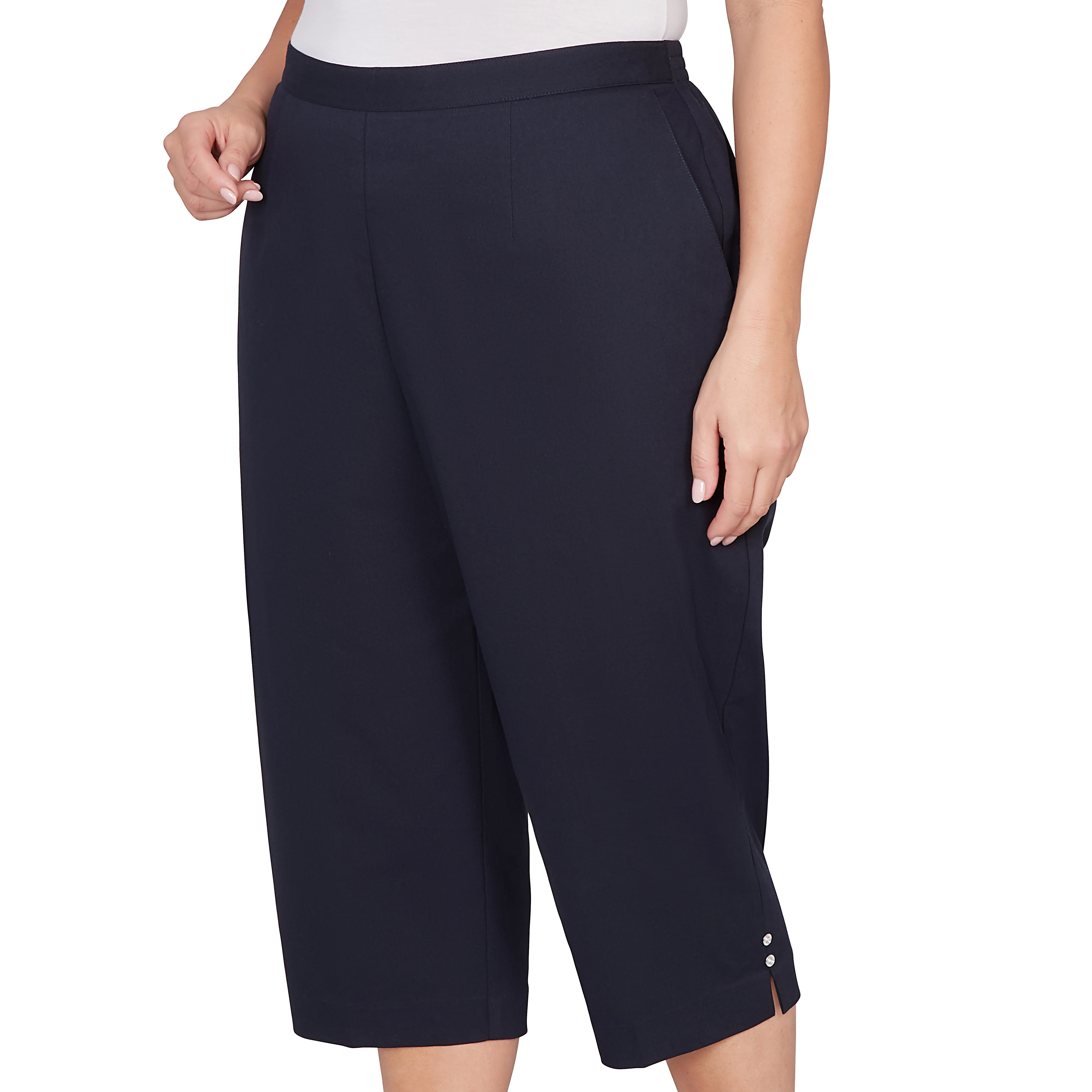 Alfred Dunner Solid Twill Button Hem Capri Pant - Plus - Image 11