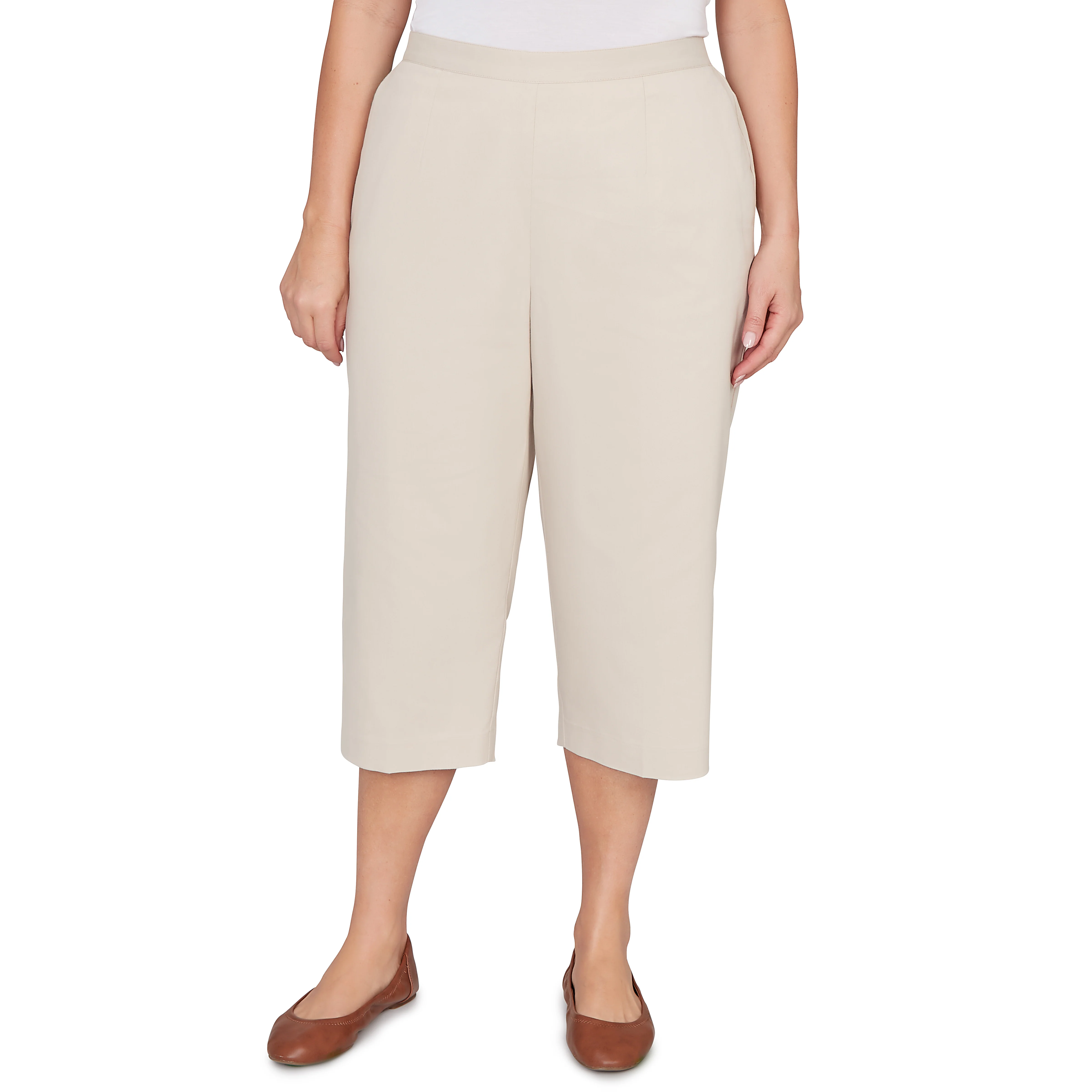 Alfred Dunner Solid Twill Button Hem Capri Pant - Plus - Image 13
