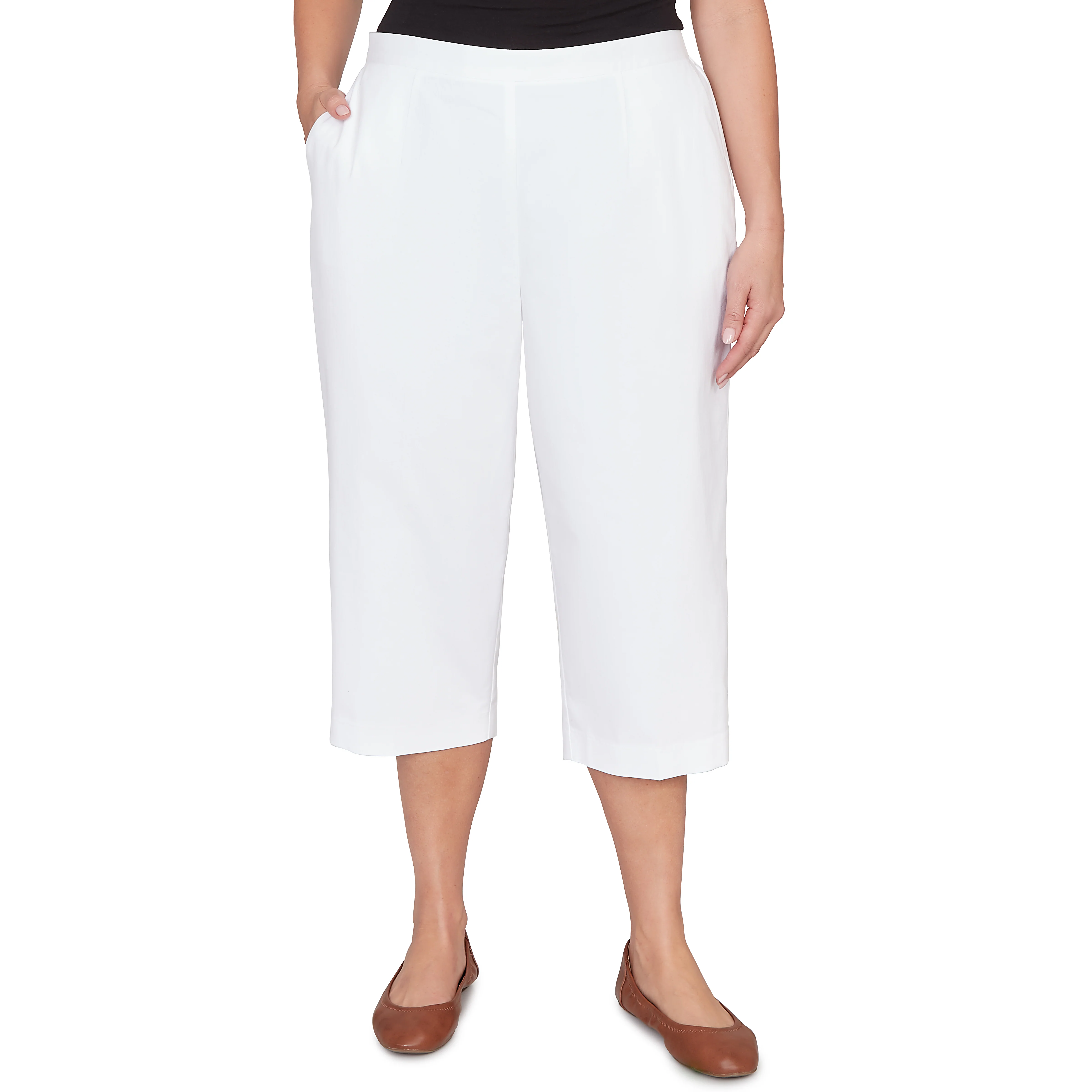 Alfred Dunner Solid Twill Button Hem Capri Pant - Plus - Image 19