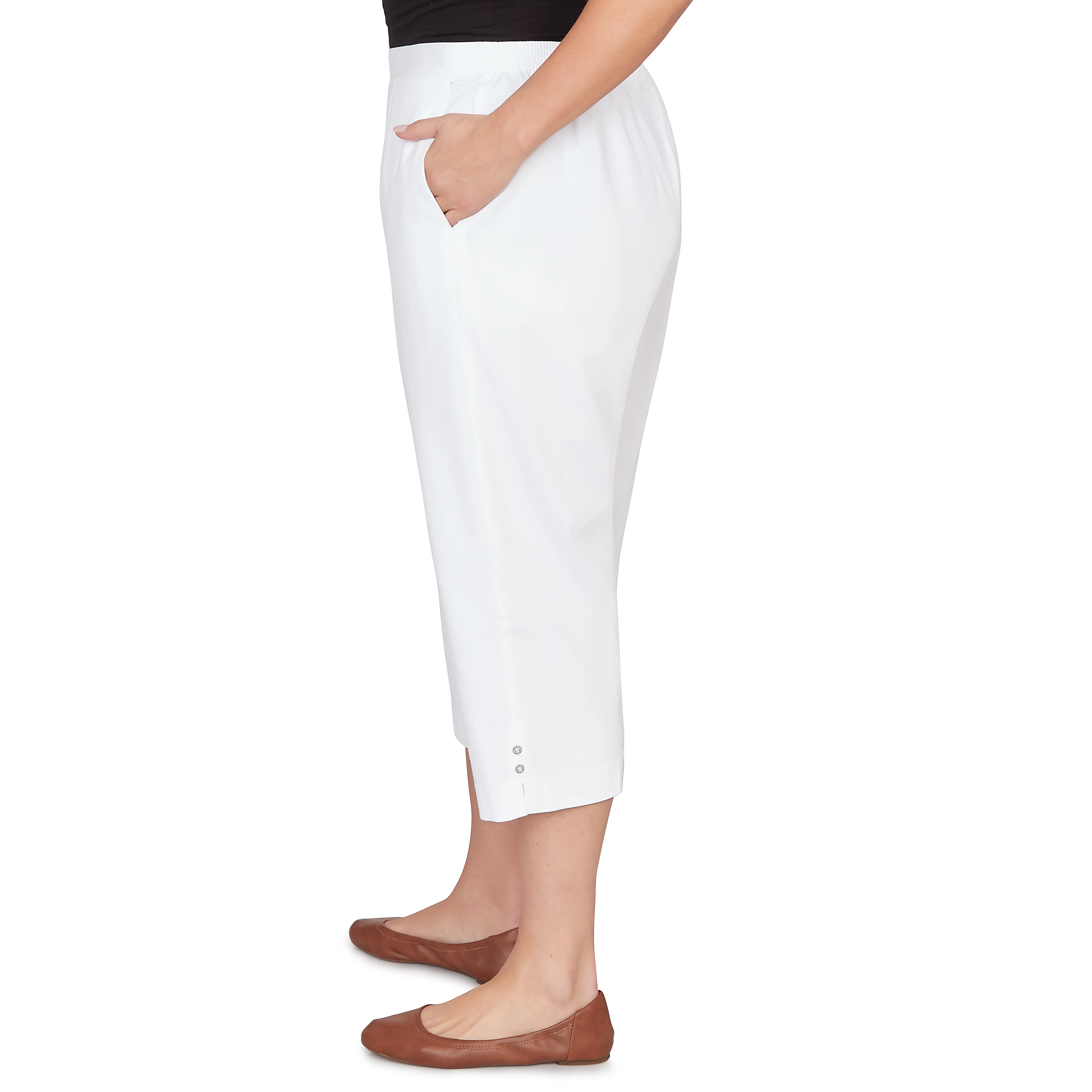 Alfred Dunner Solid Twill Button Hem Capri Pant - Plus - Image 22