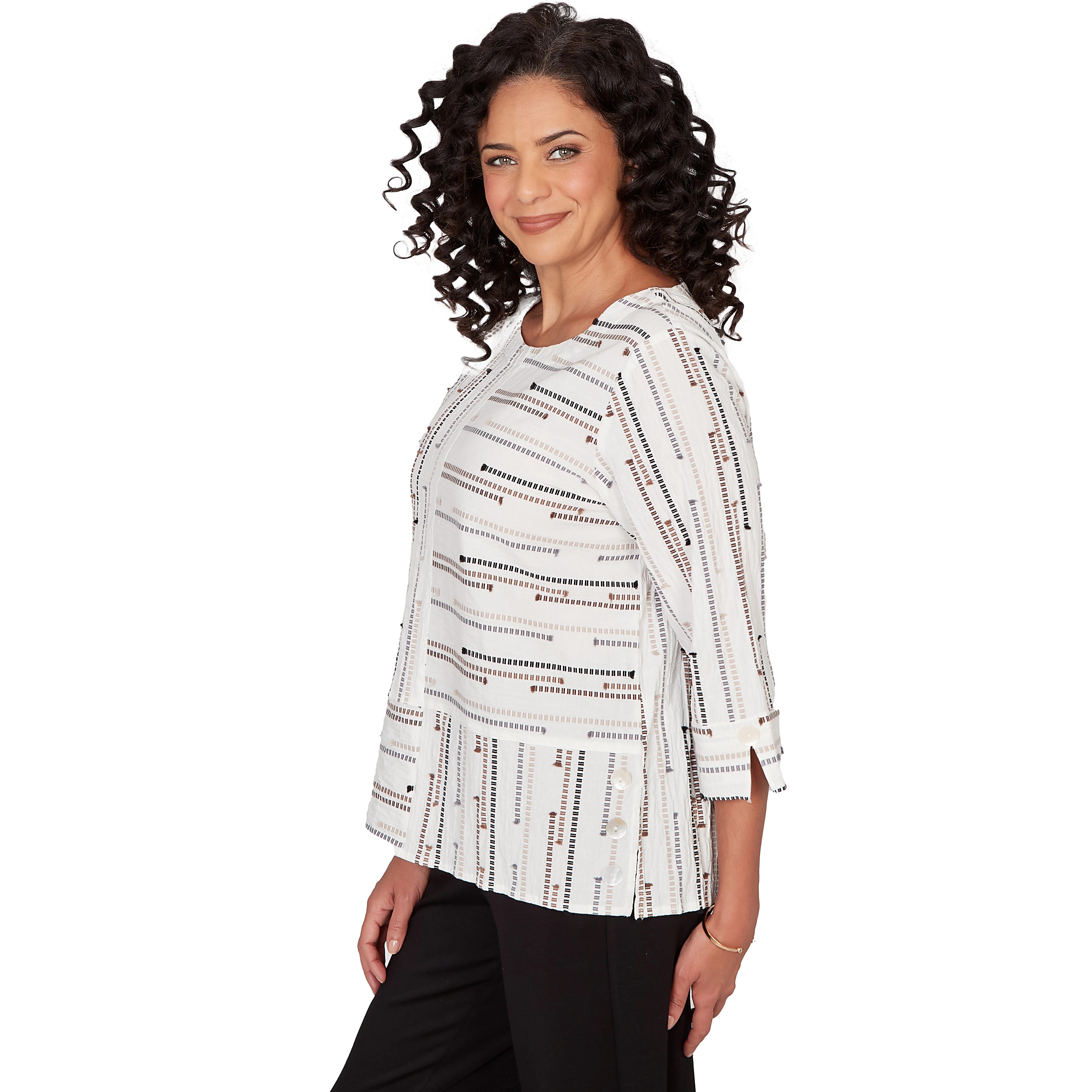 Alfred Dunner Spliced Jacquard Stripe Top - Image 10