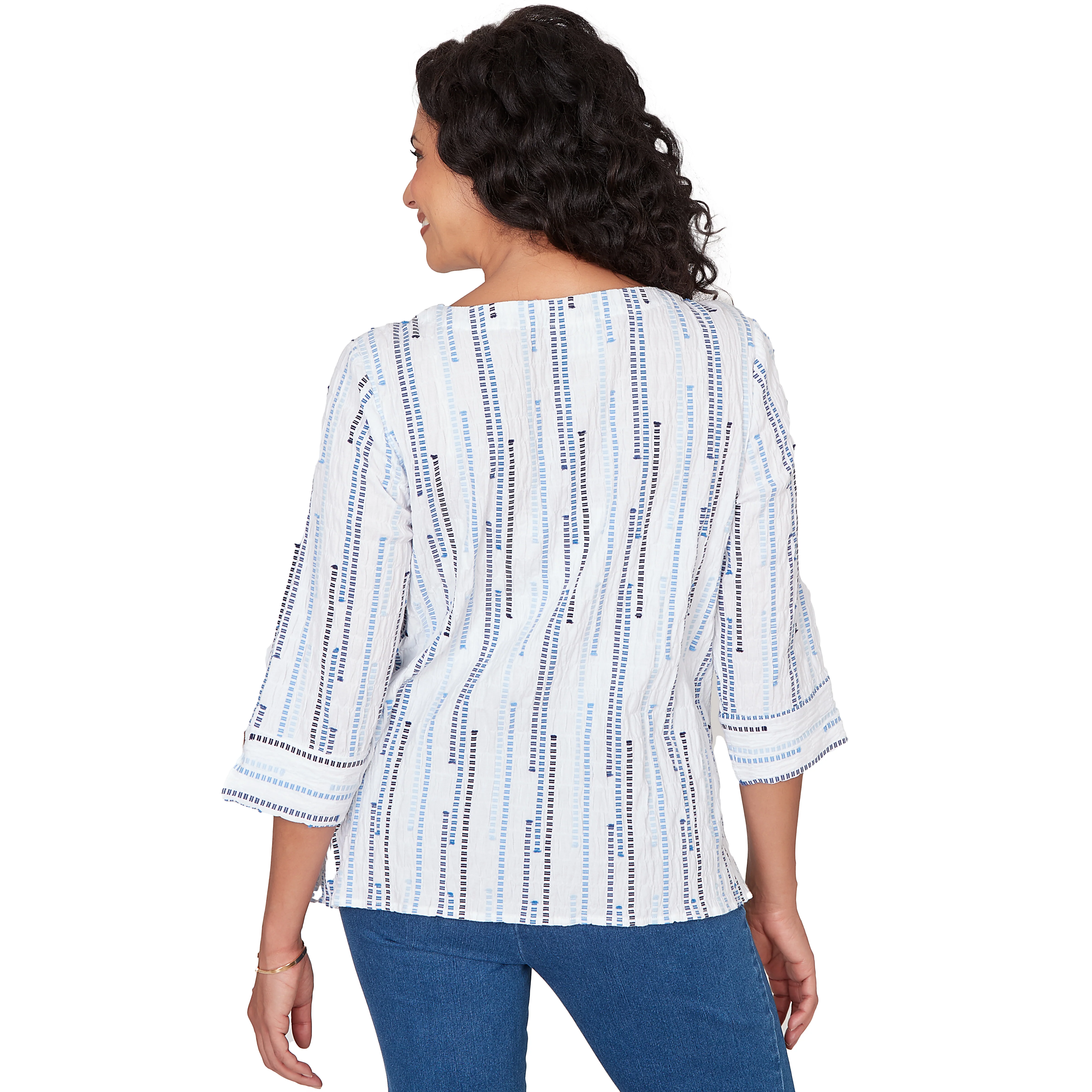 Alfred Dunner Spliced Jacquard Stripe Top - Image 2